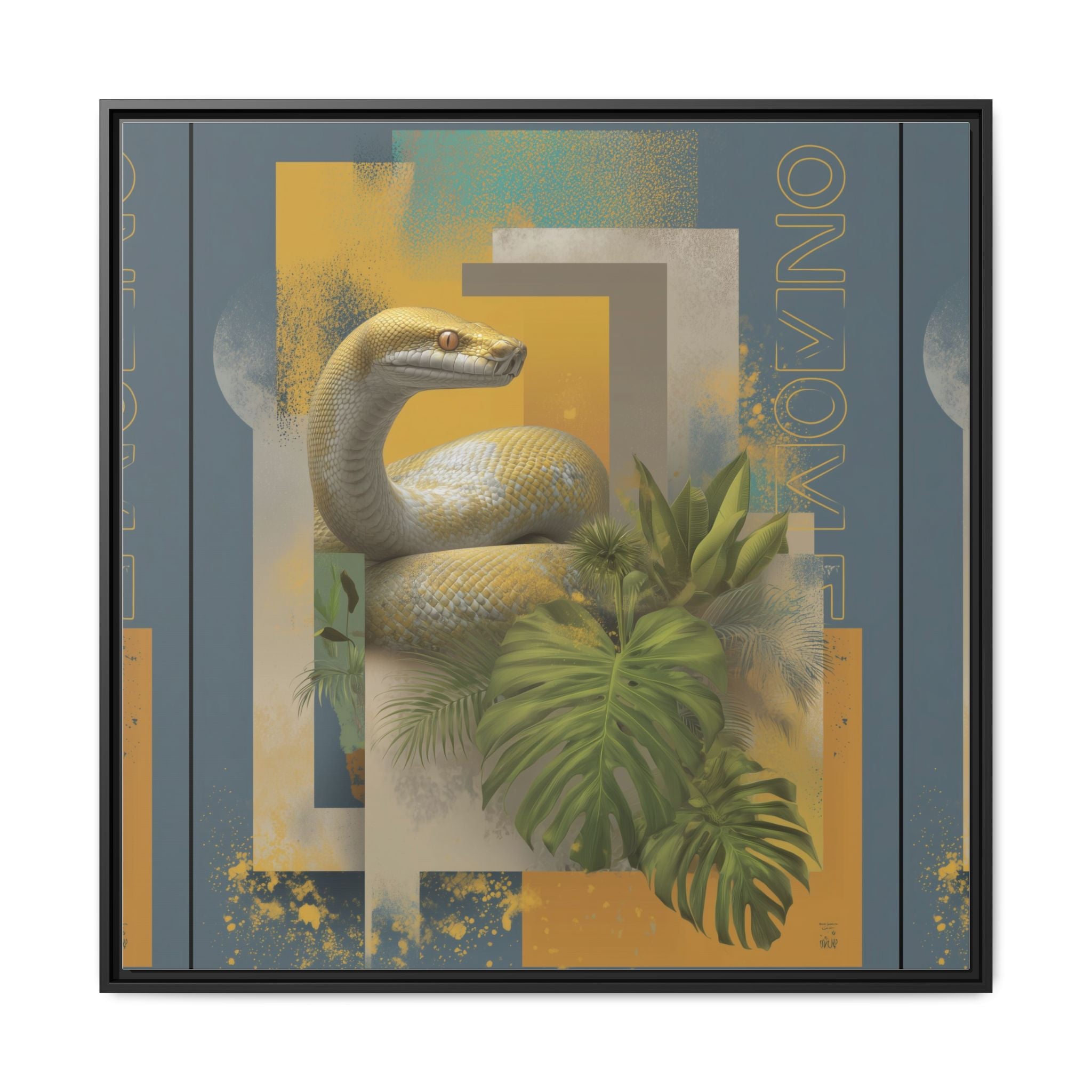 Serpent in Geometry: Tropical Albino Snake Portrait, Modern Botanical Illustration   |    Custom Orders Available