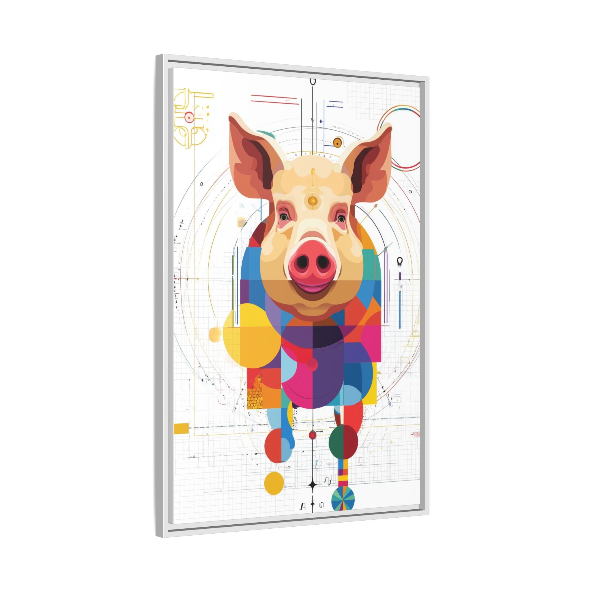 Geometric Pig: Digital Cubist Portrait, Mathematical Animal Abstraction   |    Custom Orders Available