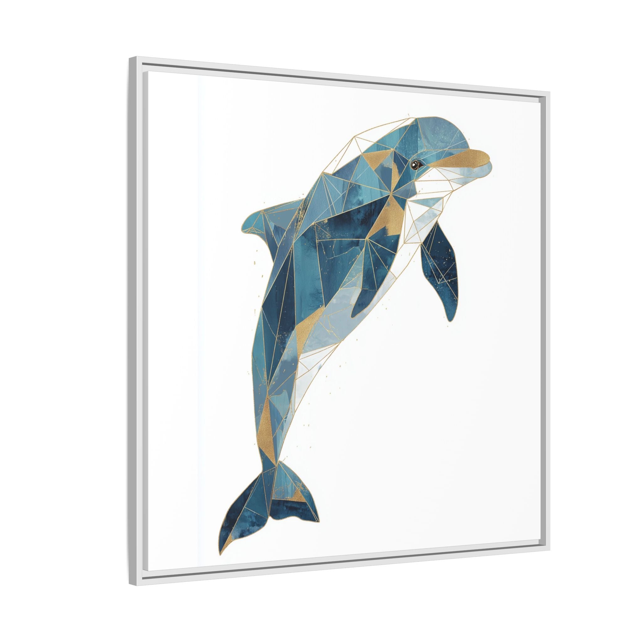 Oceanic Geometry: Dolphin in Blue Polygons, Modern Marine Art   |  Personalized & Custom Orders Available
