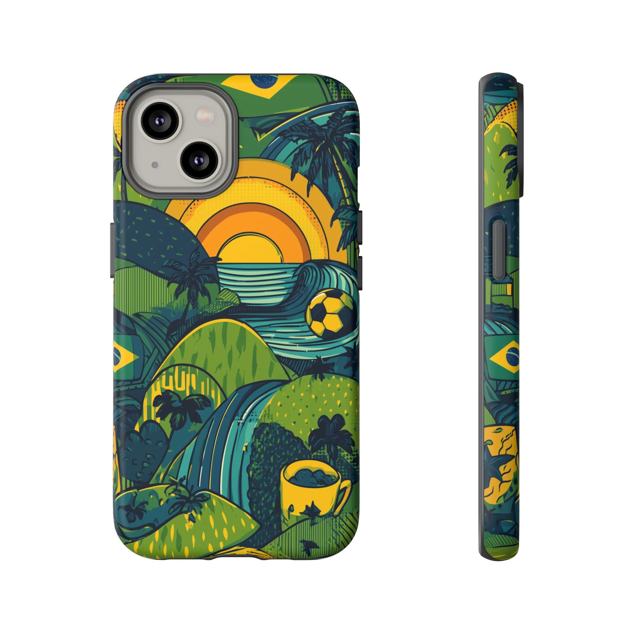 Brazil Tough Cases: Sporty Tropical Phone Case, Fun Beach Vibe Phone Accessory, Summer Travel Gift, Colorful Phone Cover, Casual Style Tech