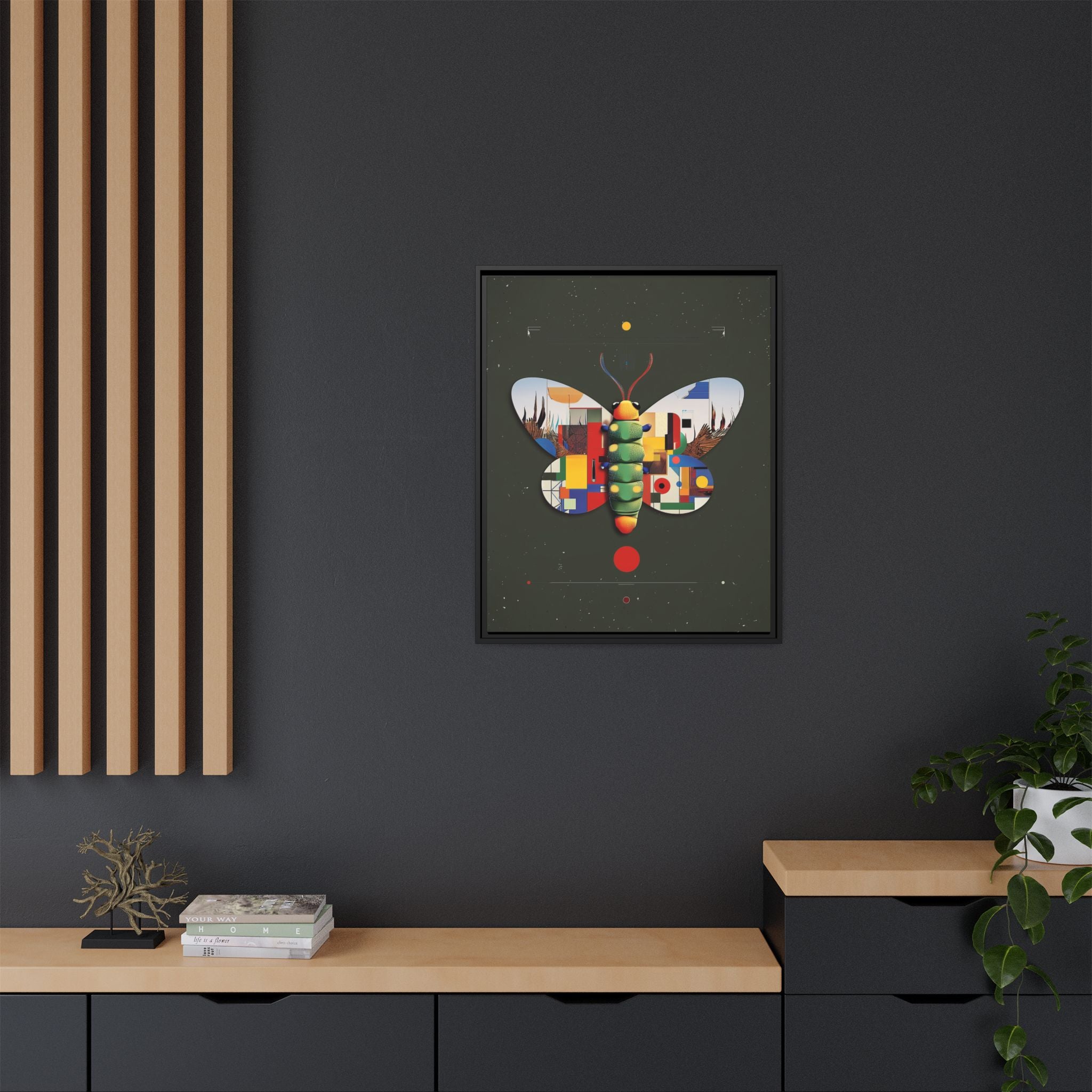 Geometric Butterfly Framed Print : Digital Cubist Interpretation, Modernist Entomological Design   |  Personalized & Custom Orders Available