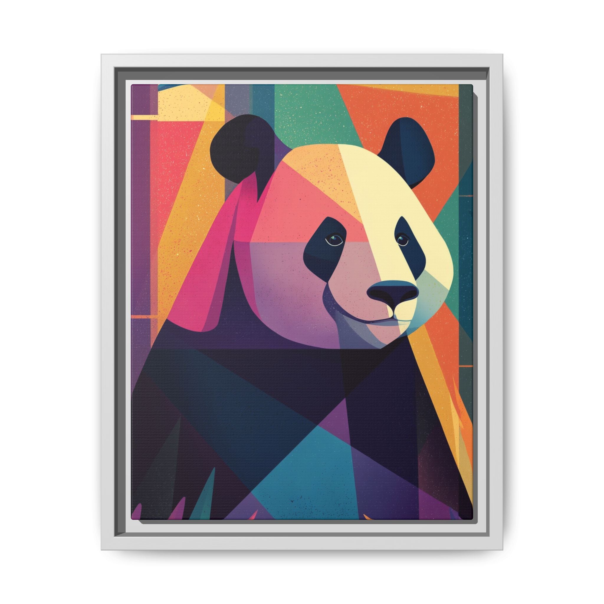 Geometric Panda Framed Print : Cubist Wildlife Portrait, Colorful Abstract Interpretation   |  Personalized & Custom Orders Available