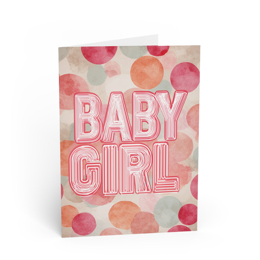 Baby Girl Greeting Card — Pink Polka Dot Newborn Congratulations Card