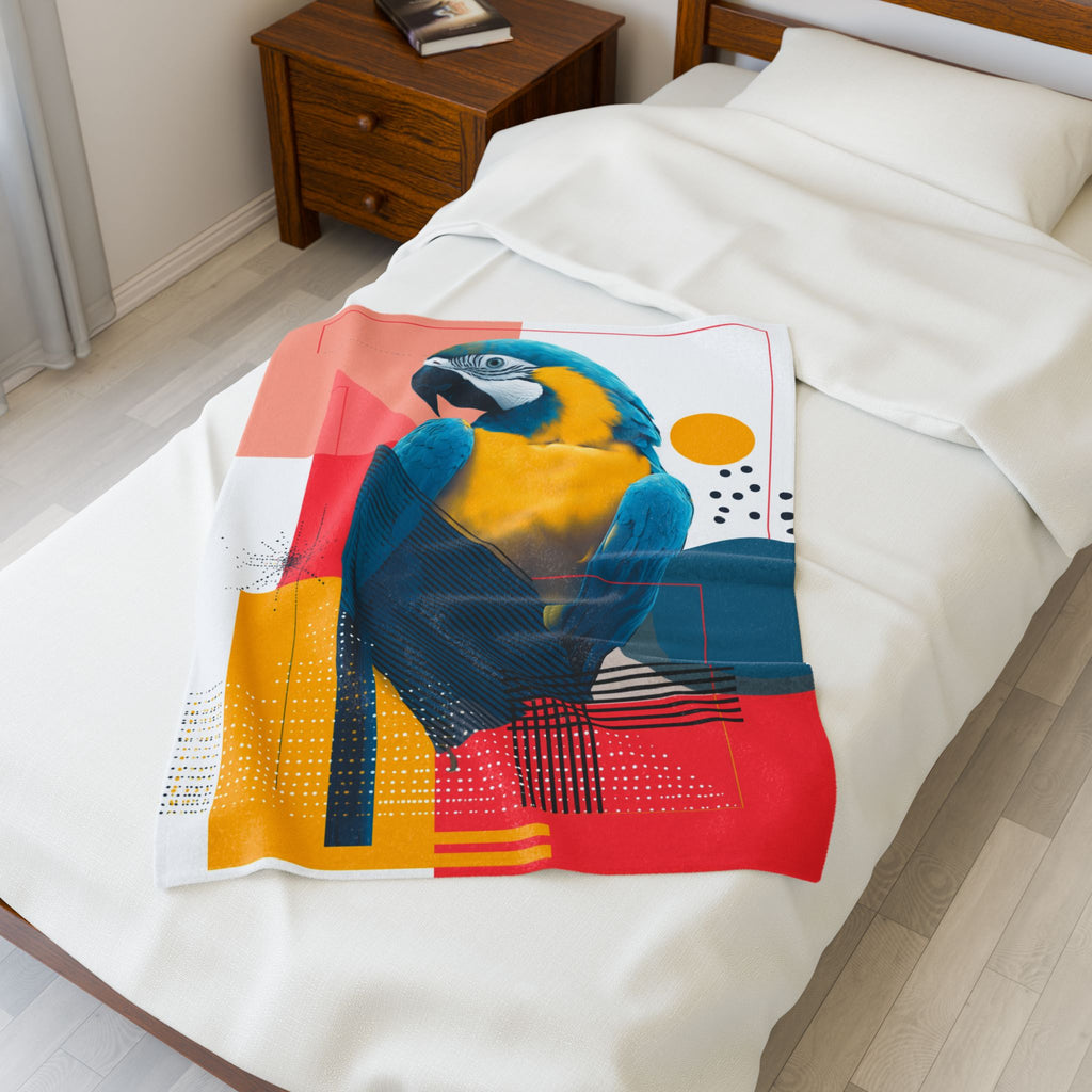 Feathered Geometry Quilt Cover, Doona Cover, Duvet : Modern Macaw Portrait, Abstract Graphic Design Poster   |    Custom Orders Available