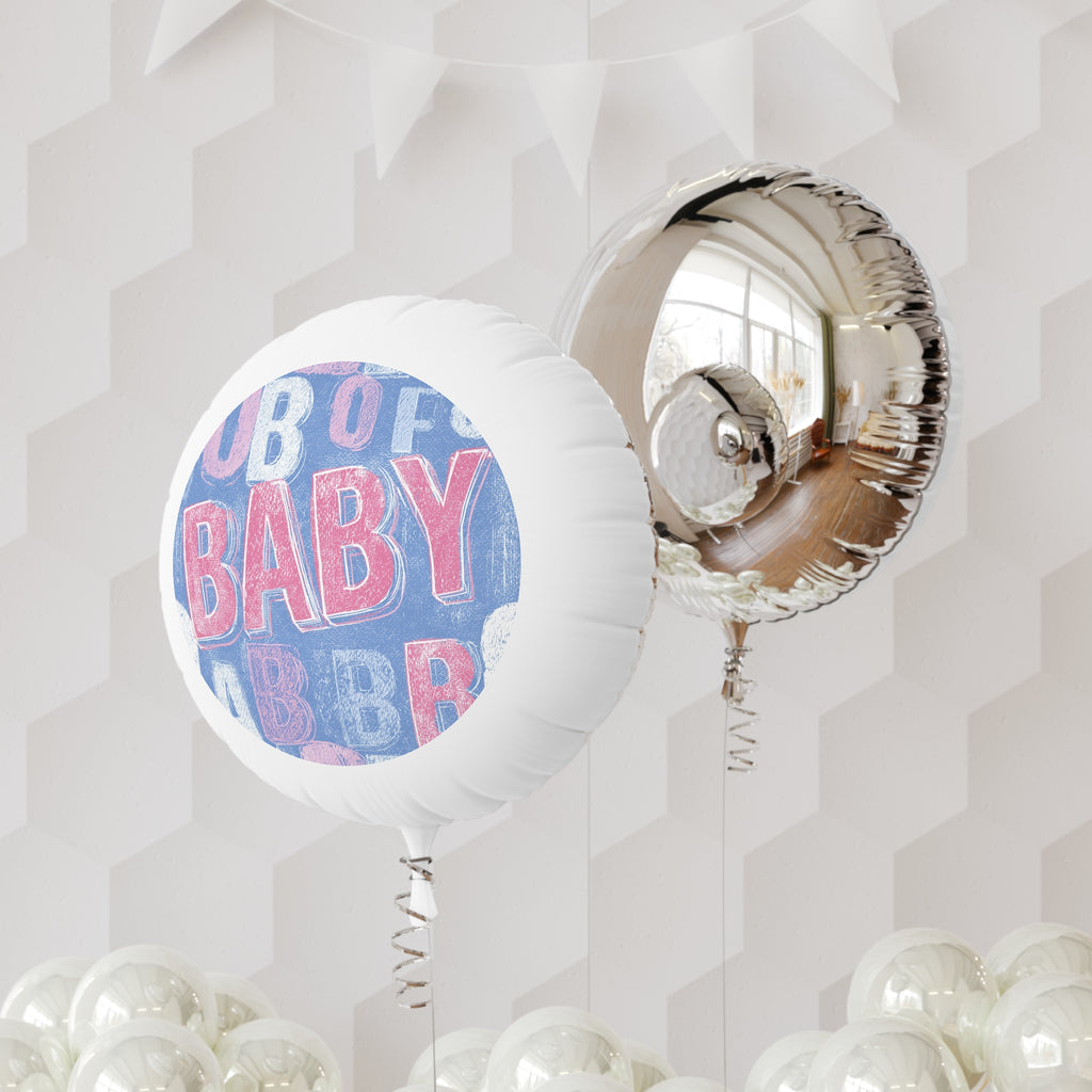 Baby Shower Mylar Balloon — 'Baby' Chalkboard Pattern Helium Balloon
