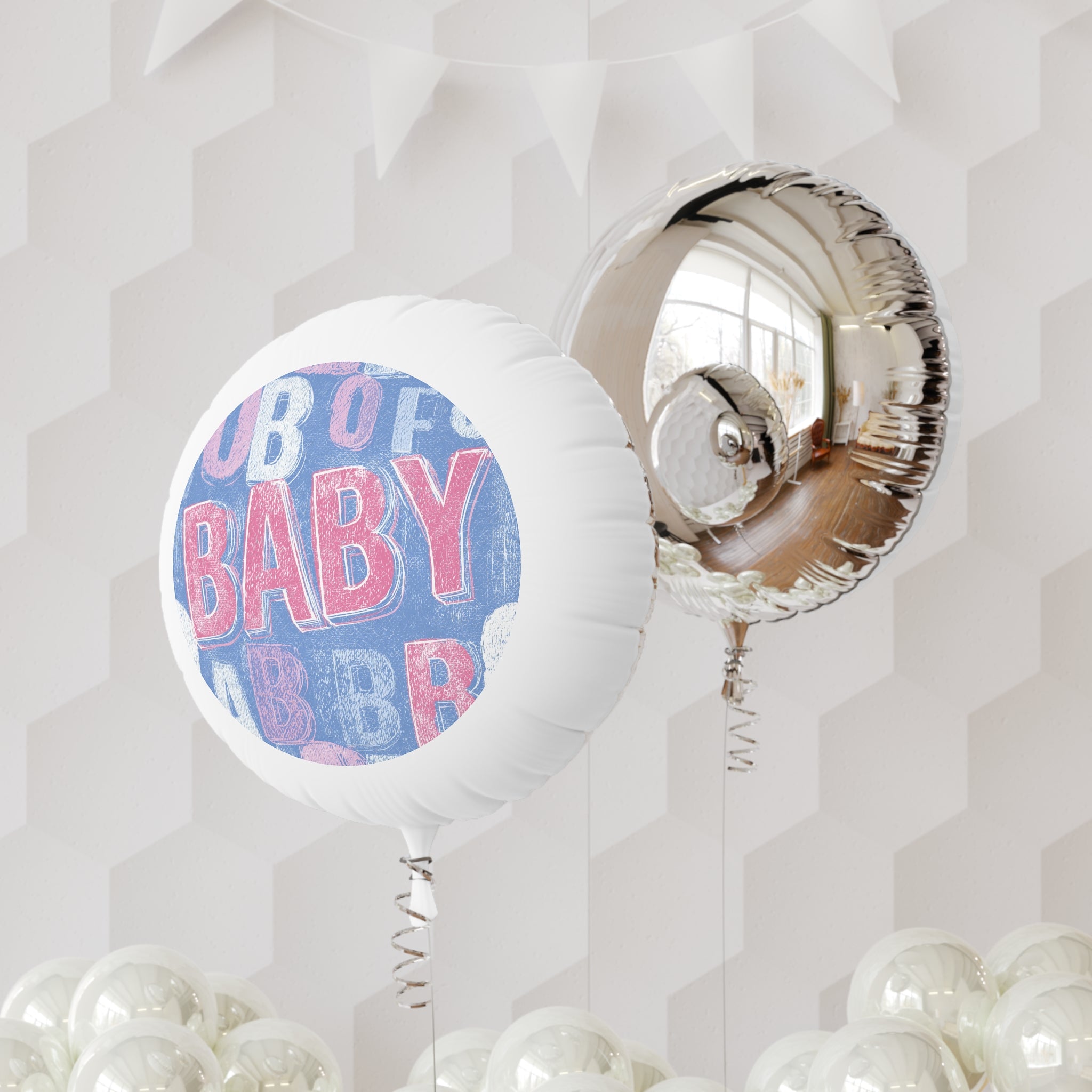 Baby Shower Mylar Balloon — 'Baby' Chalkboard Pattern Helium Balloon