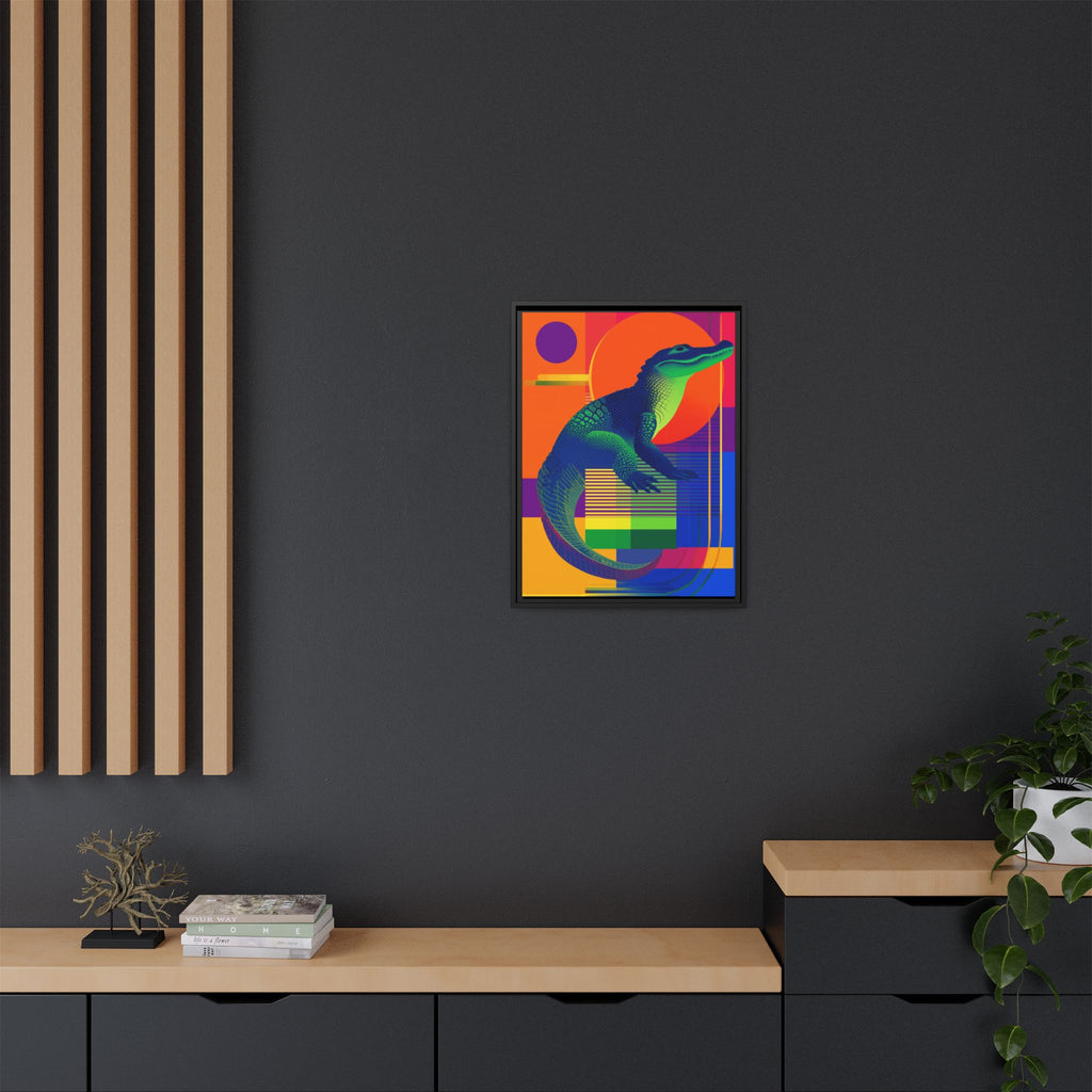 Geometric Alligator Framed Print: Pop Art Reptile, Vibrant Gradient Composition   |  Personalized & Custom Orders Available
