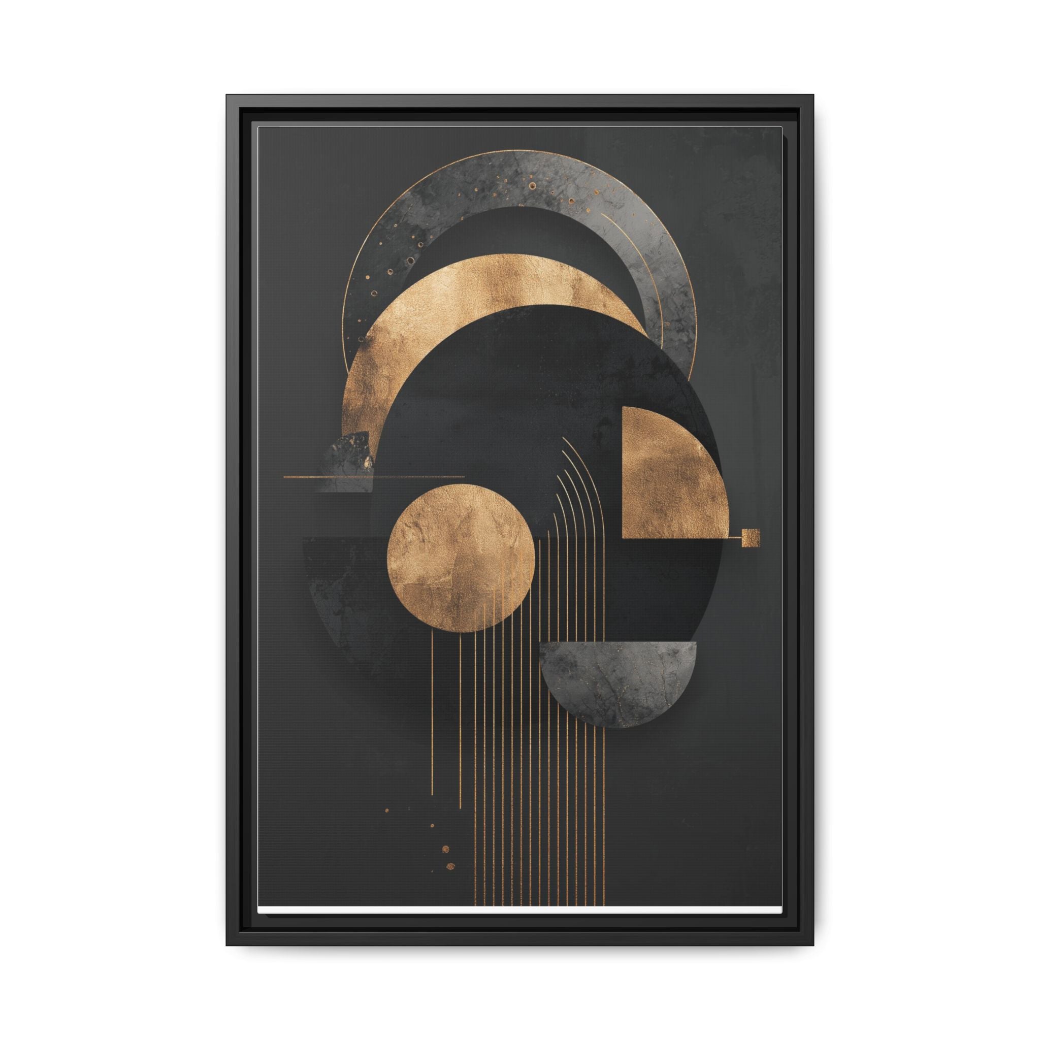 Geometric Resonance: Abstract Gold and Black Design, Minimalist Architectural Art, Modern Metallic Composition   |   Custom Orders Accepted