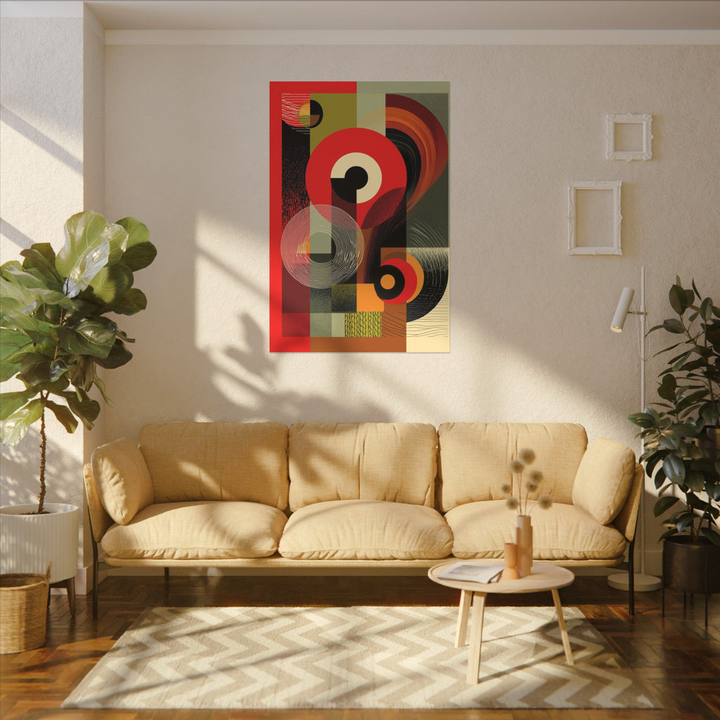 Geometric Convergence: Mid-Century Modern Abstract, Constructivist Design Principles, Bold Chromatic Composition   |   Custom Orders