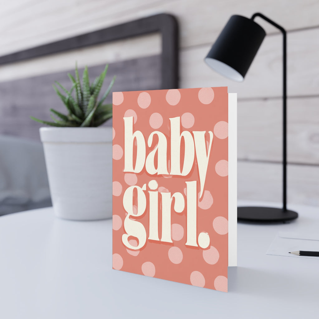 Baby Girl Polka Dot Greeting Card – Newborn Congratulations Card