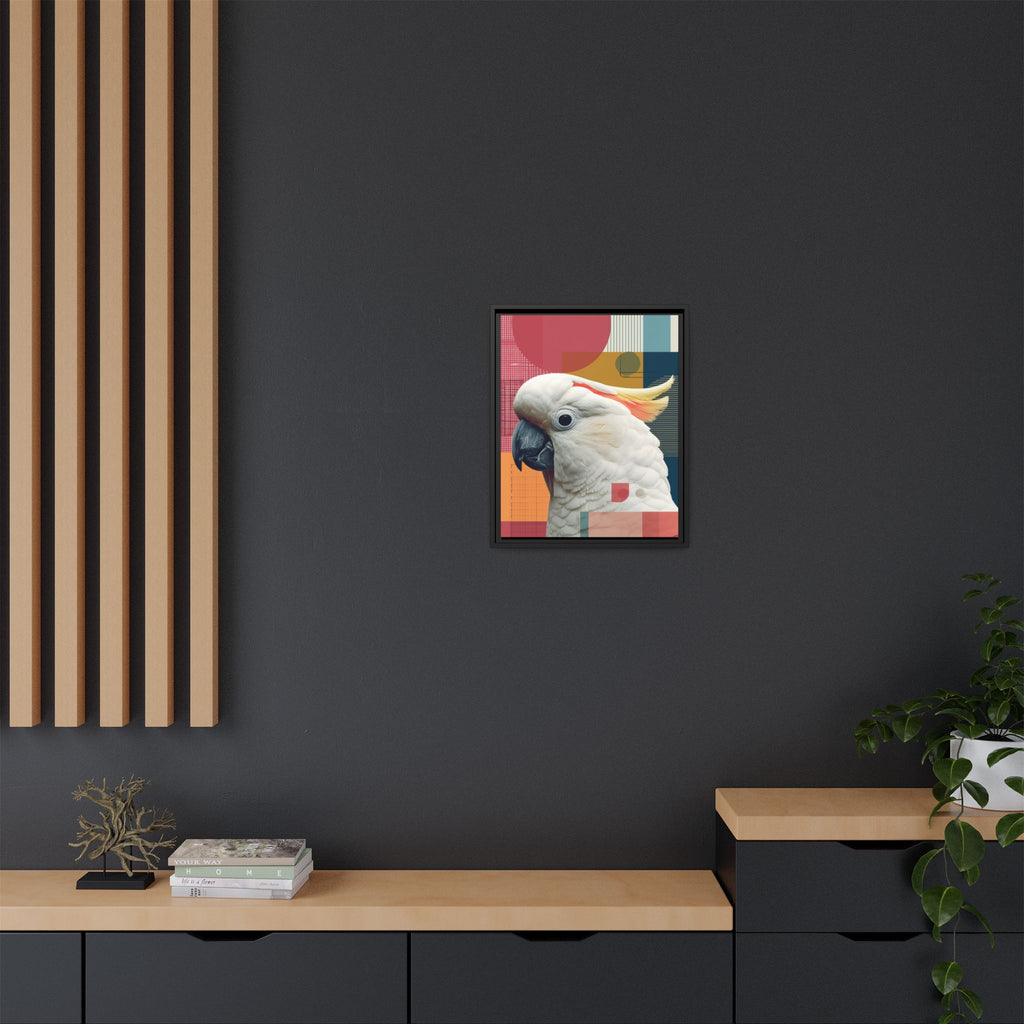 Framed Print, Cockatoo Abstract Geometric Wall Art, Matte Canvas, Colorful Bird Poster, Modern Home Decor, Tropical Animal Painting, Unique