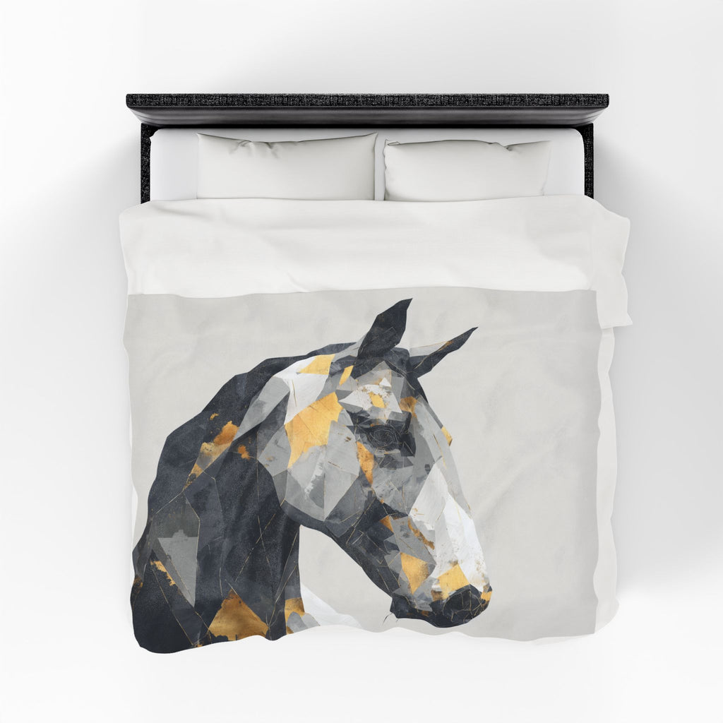 Geometric Horse Doona Cover, Cubist Digital Art, Modern Abstract Equestrian Composition   |  Personalized & Custom