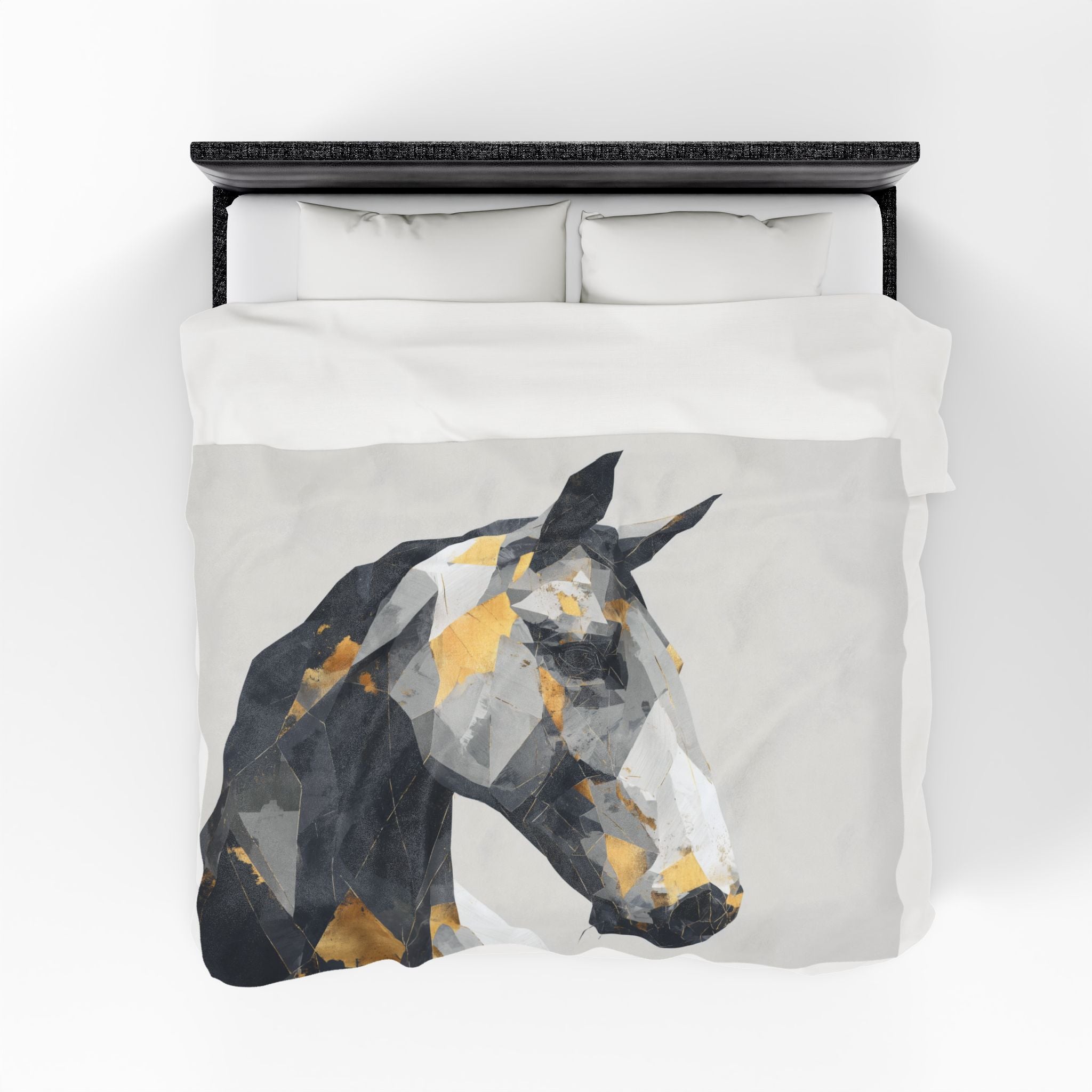 Geometric Horse Doona Cover, Cubist Digital Art, Modern Abstract Equestrian Composition   |  Personalized & Custom