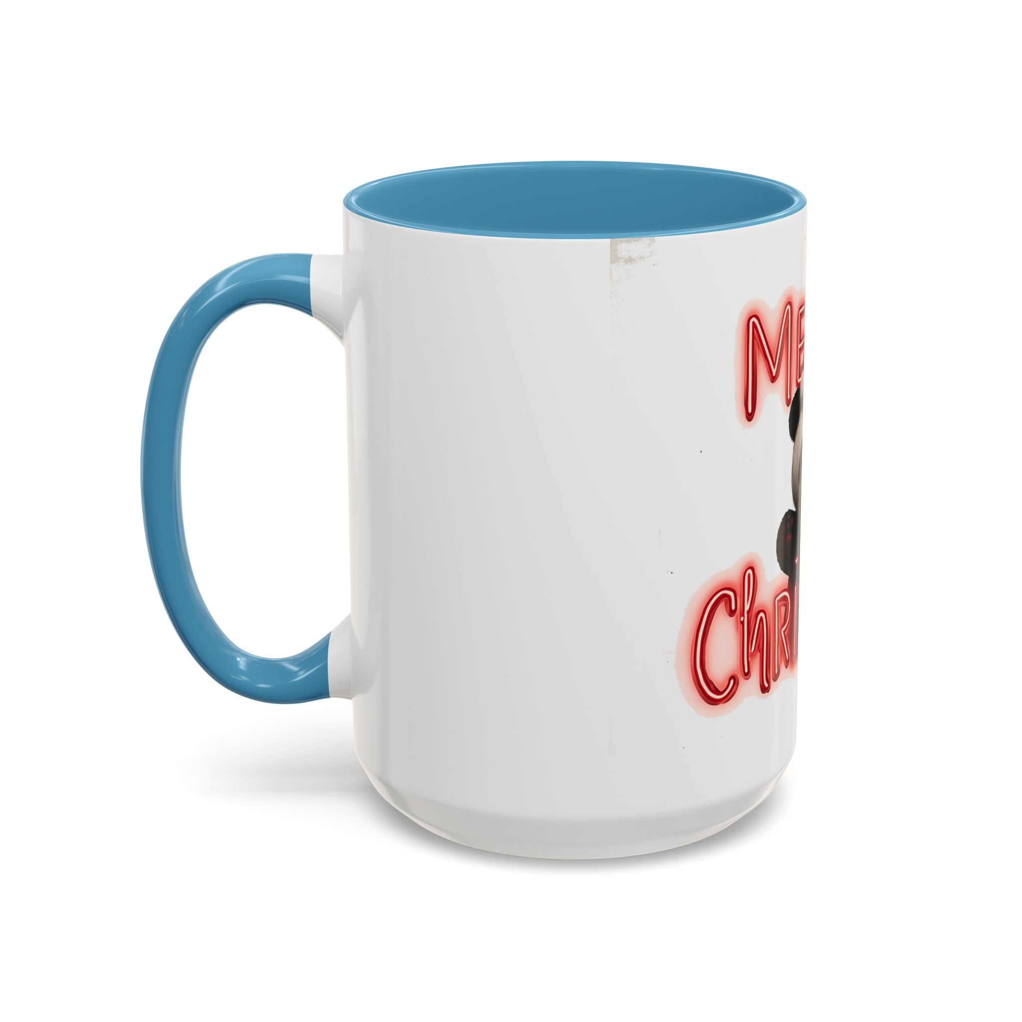 Holiday Panda Cheer: Festive Cartoon Christmas Graphic, Neon Typography Design, Cute Animal Illustration