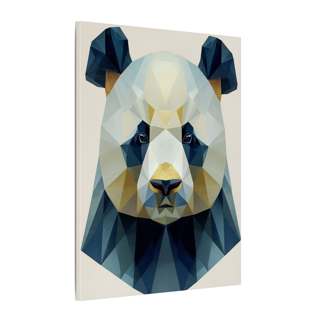 Geometric Panda: Low-Poly Animal Art, Modern Minimalist Design, Blue and Gold Illustration   |  Personalized & Custom Orders Available