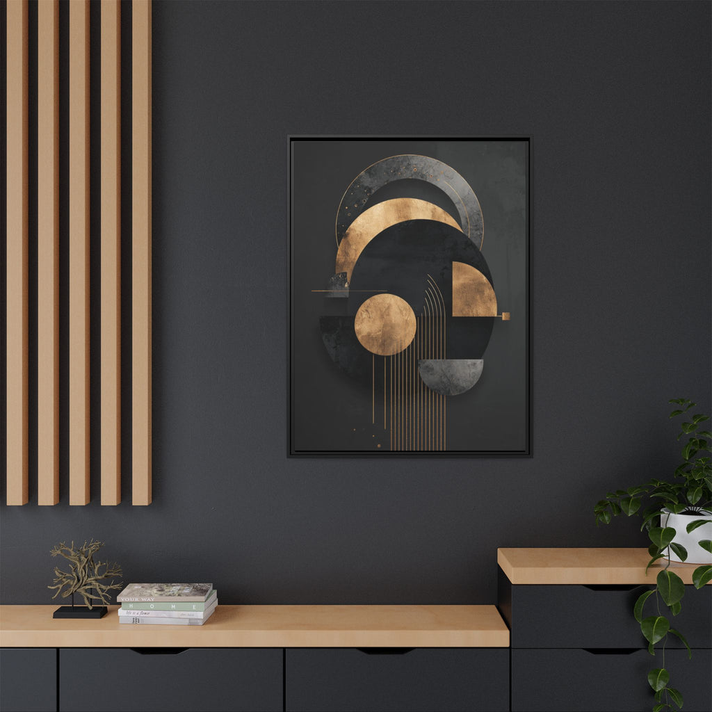 Geometric Resonance: Abstract Gold and Black Design, Minimalist Architectural Art, Modern Metallic Composition   |   Custom Orders Accepted