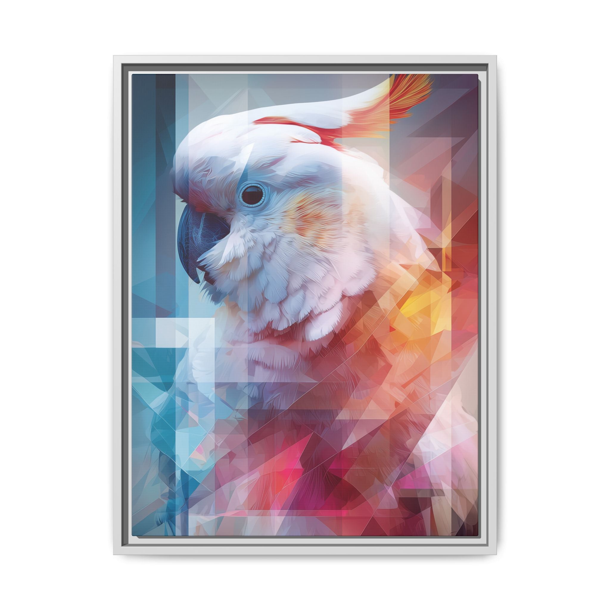 Fractured Cockatoo: Geometric Wildlife Portrait, Low-Poly Digital Art   |    Custom Orders Available