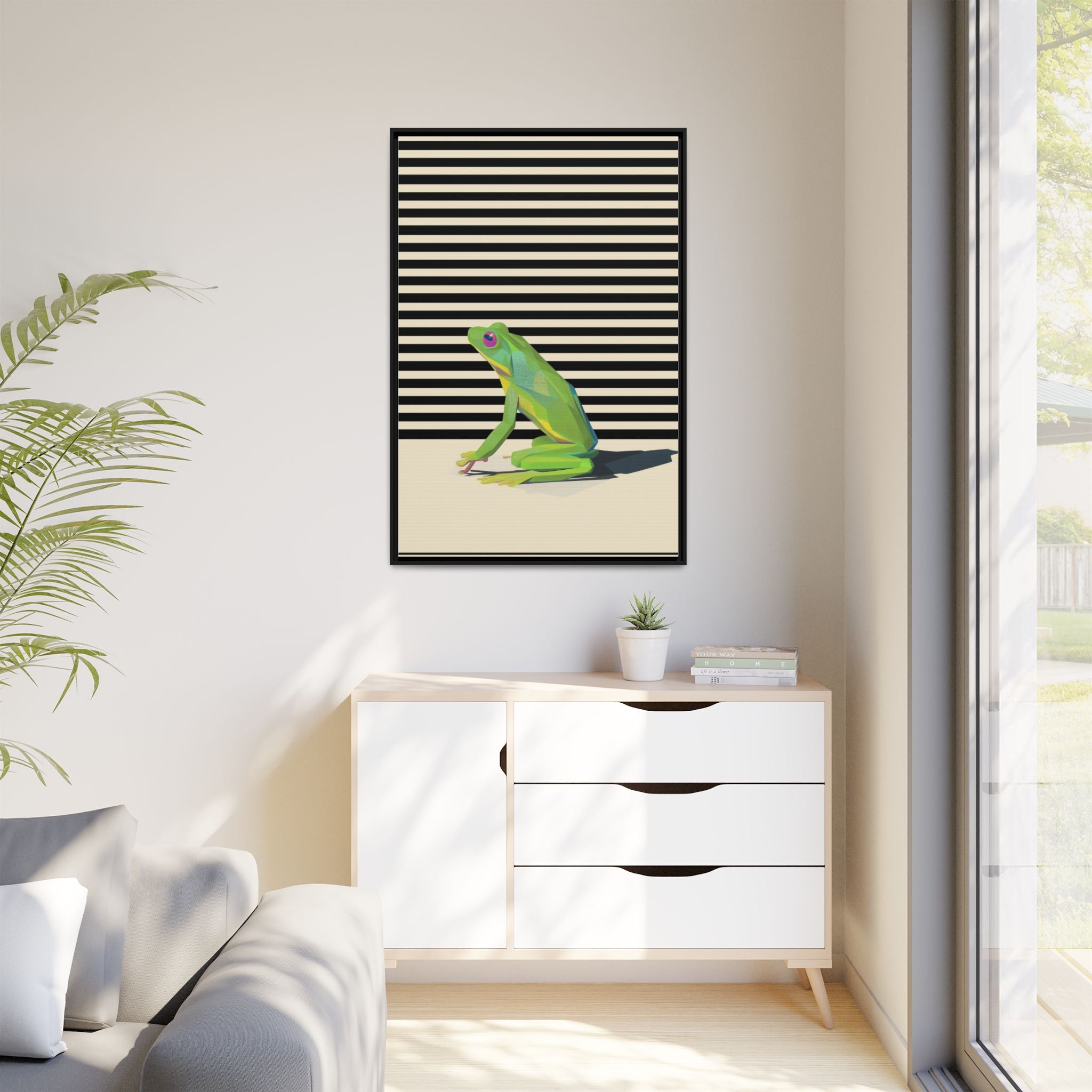 Geometric Frog Persona: Modern Wildlife Illustration, Vibrant Graphic Design   |  Personalized & Custom Orders Available