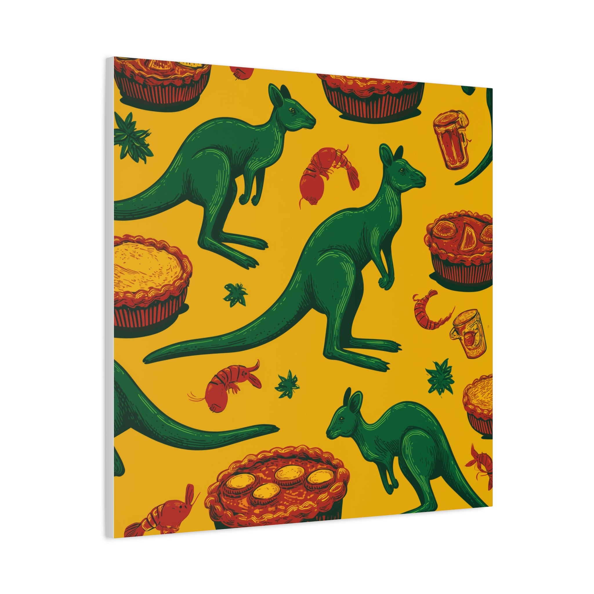 Kangaroo Canvas Wall Art, Vibrant Animal Decor, Unique Gift for Nature Lovers, Fun Kitchen Wall Hanging, Australian Themed Art