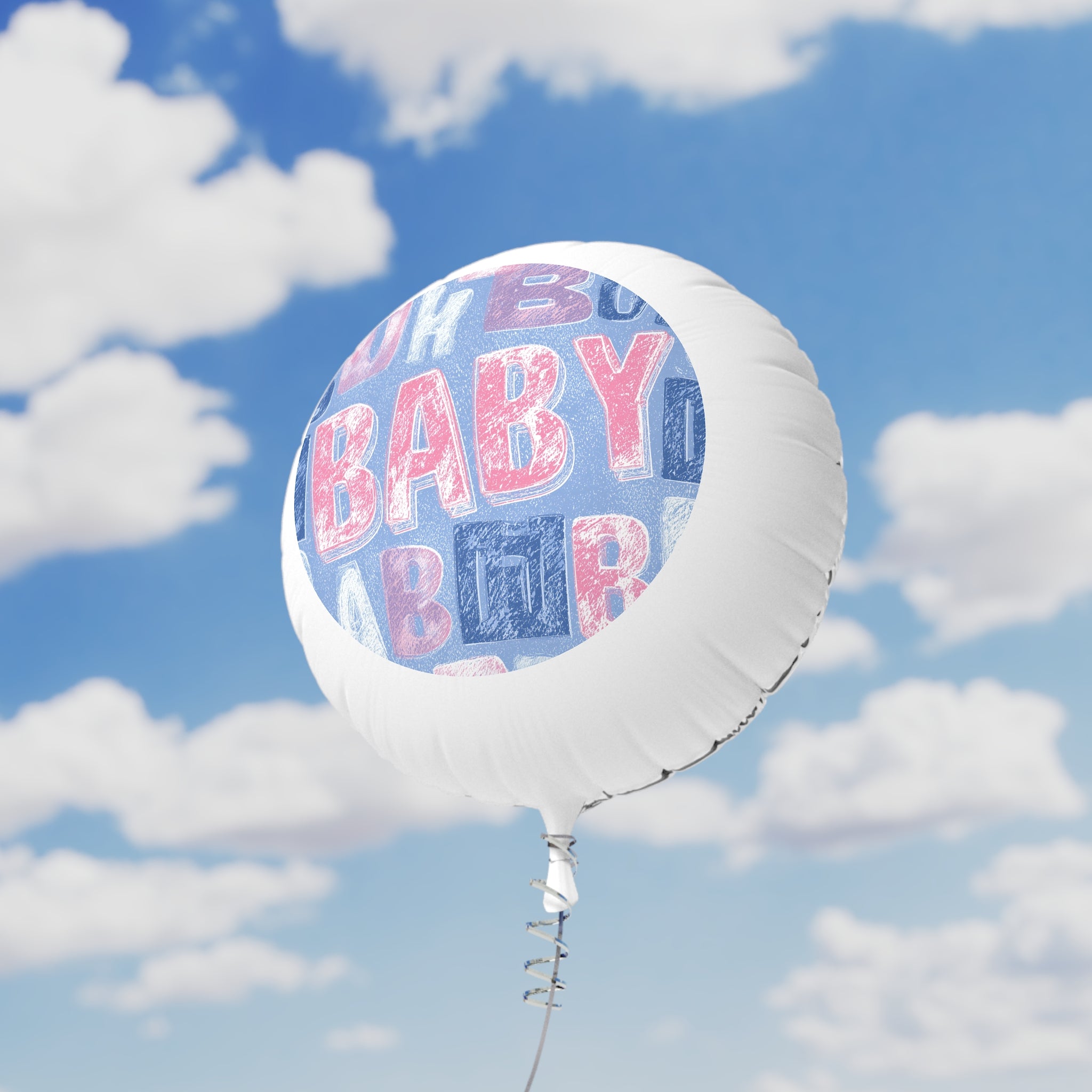 Baby Gender Reveal Mylar Balloon — 'BABY' Pink & Blue Patterned Helium Balloon