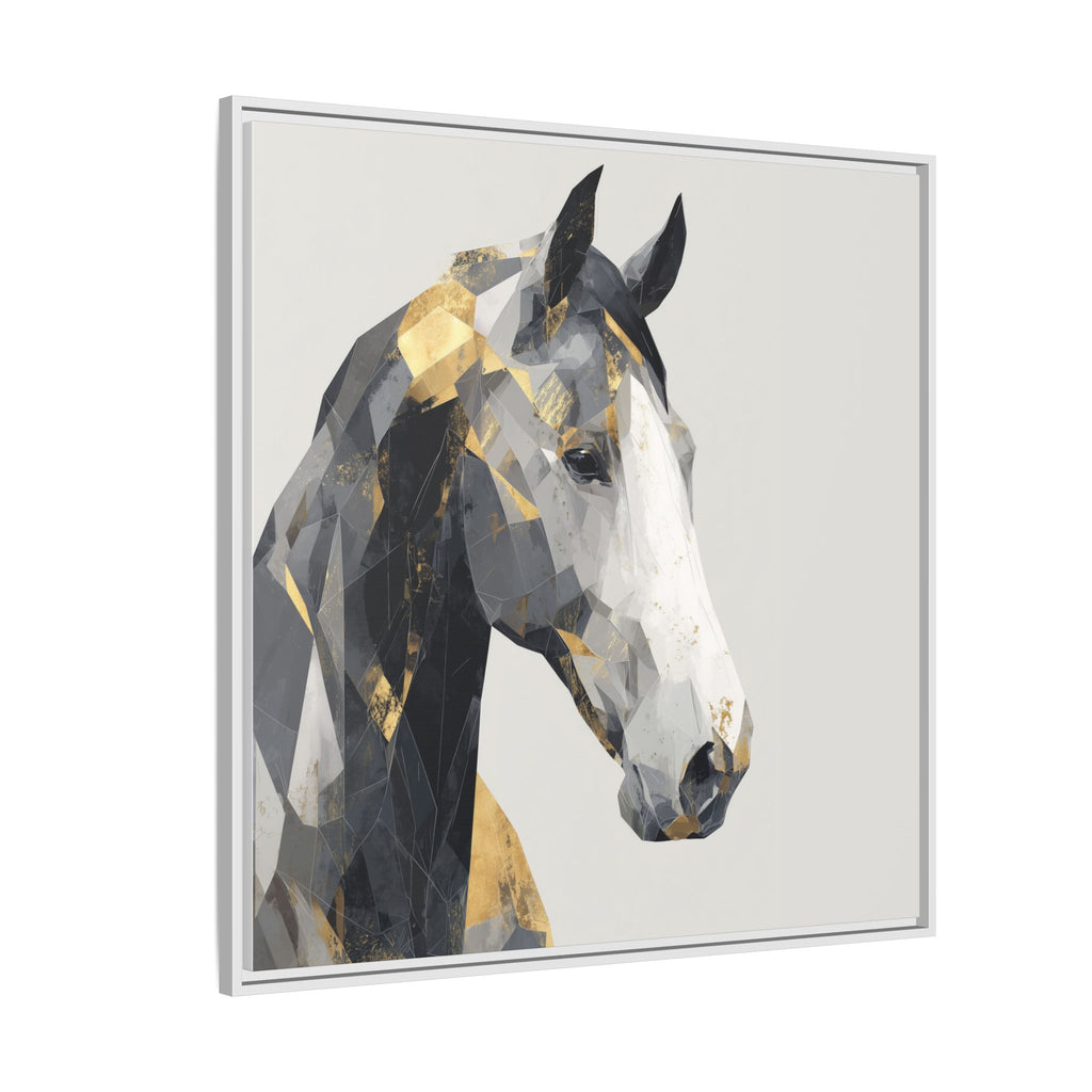 Geometric Stallion: Cubist Equine Art, Modern Metallic Polygonal Design   |  Personalized & Custom Orders Available