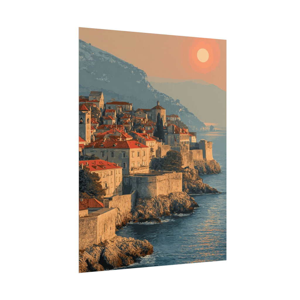 Dubrovnik's Golden Hour: Medieval Coastal Cityscape, Adriatic Sunset Panorama   |    Custom Orders Available