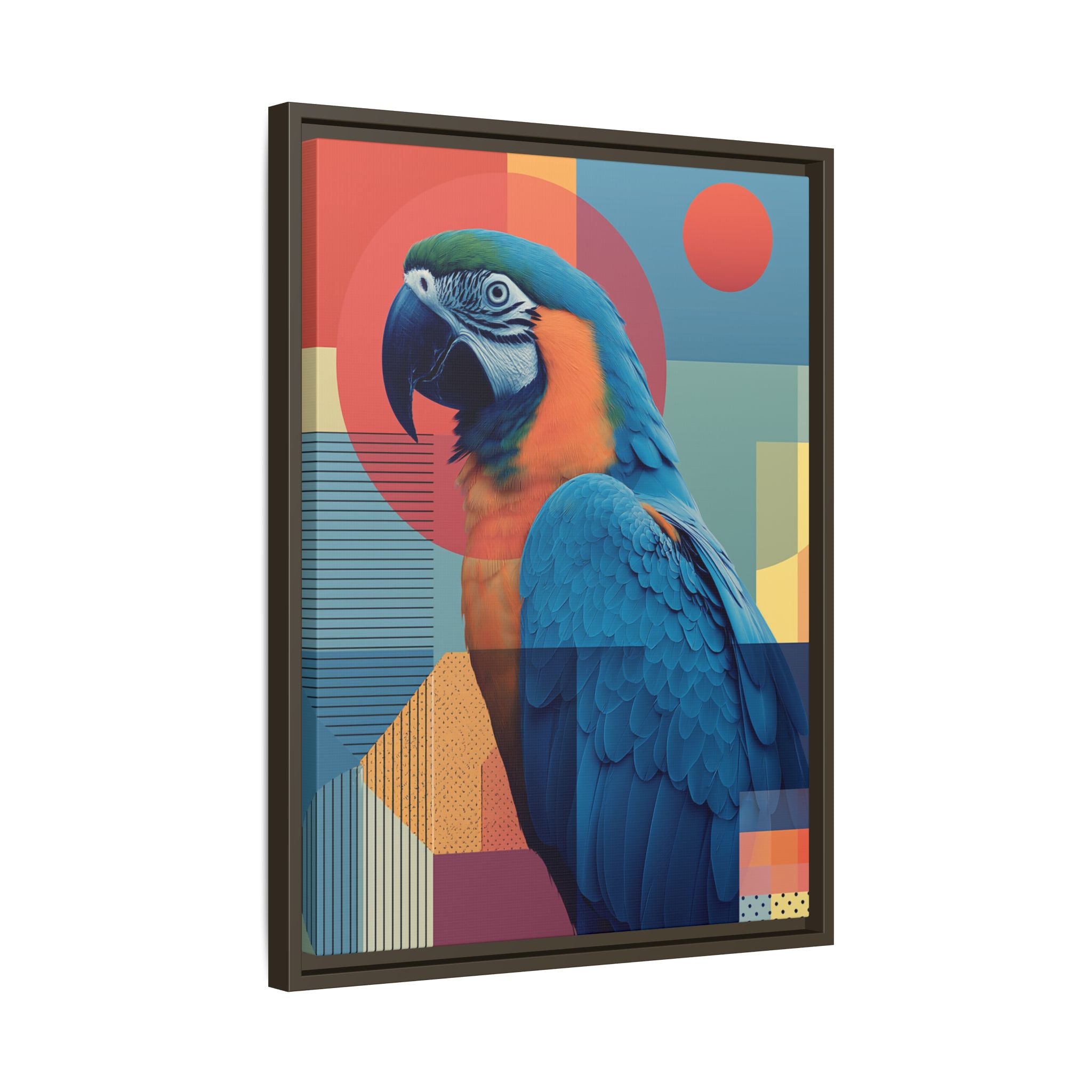 Macaw Geometric Framed Print : Mid-Century Modern Bird Art, Tropical Parrot Print   |  Personalized & Custom Orders Available