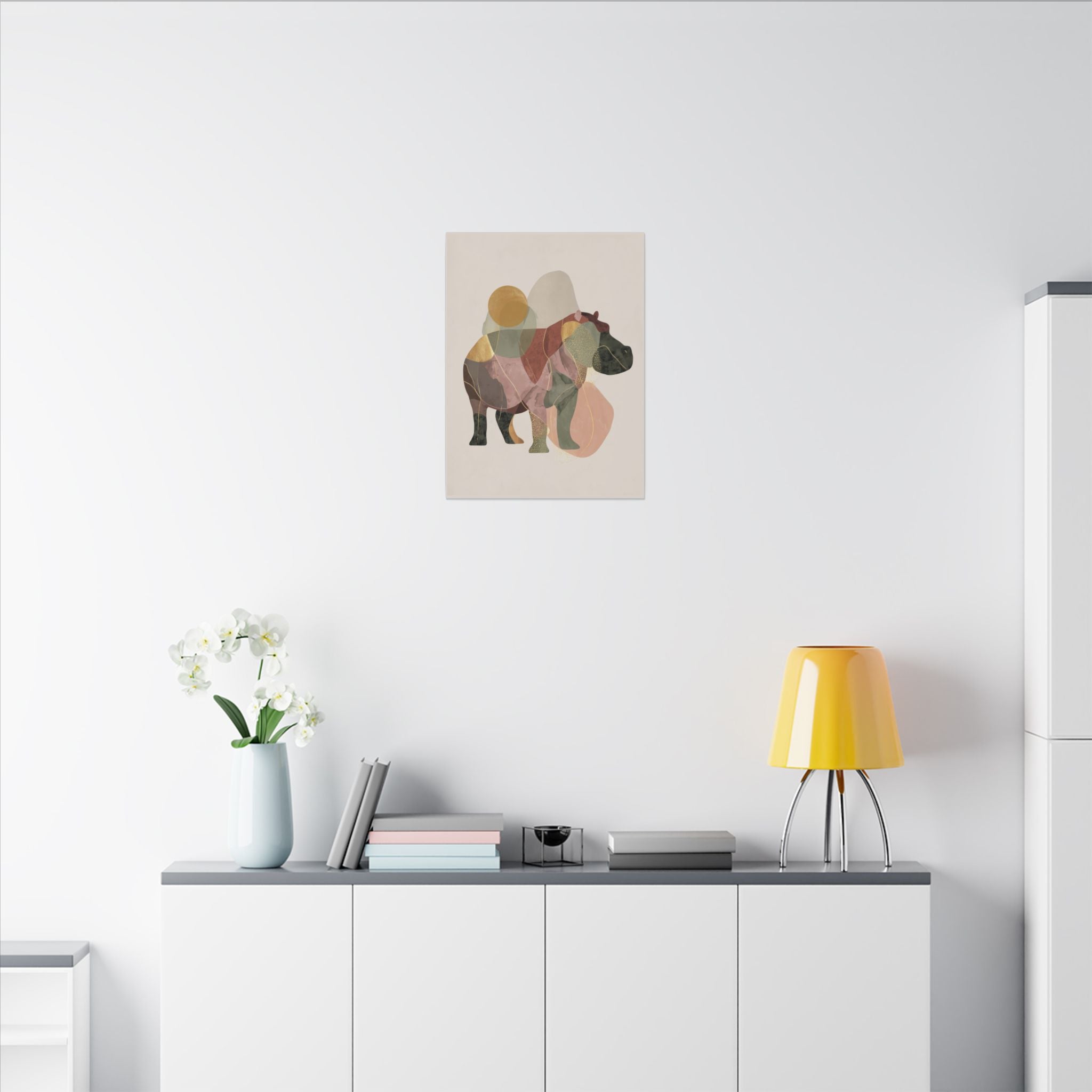 Geometric Hippo: Abstract Animal Art, Minimalist Pastel Composition   |    Custom Orders Available