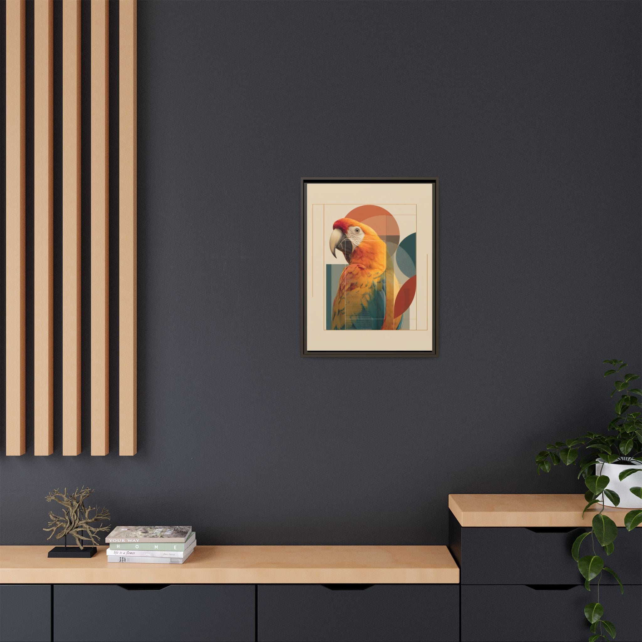 Macaw Geometry: Vibrant Avian Portrait, Modernist Graphic Design   |  Personalized & Custom Orders Available