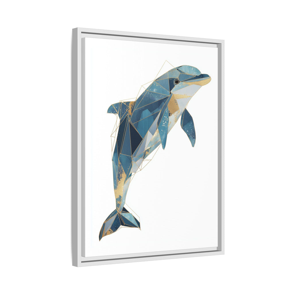 Crystalline Dolphin Framed Print : Geometric Marine Mosaic, Fractalized Blue Abstract   |  Personalized & Custom Orders Available