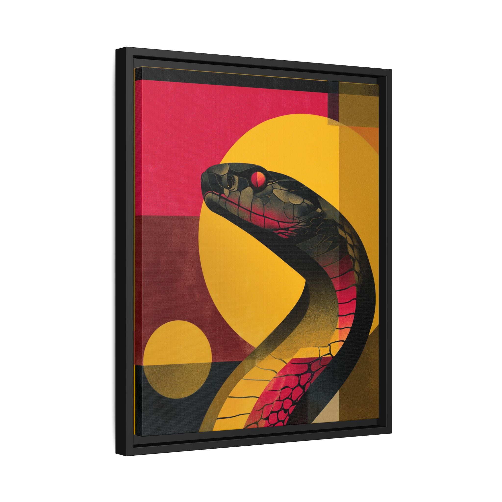 Framed Print, Geometric Snake Wall Art Print, Matte Canvas Picture, Home Decor Gift, Multi-color Serpent Poster, Modern Abstract Artwork
