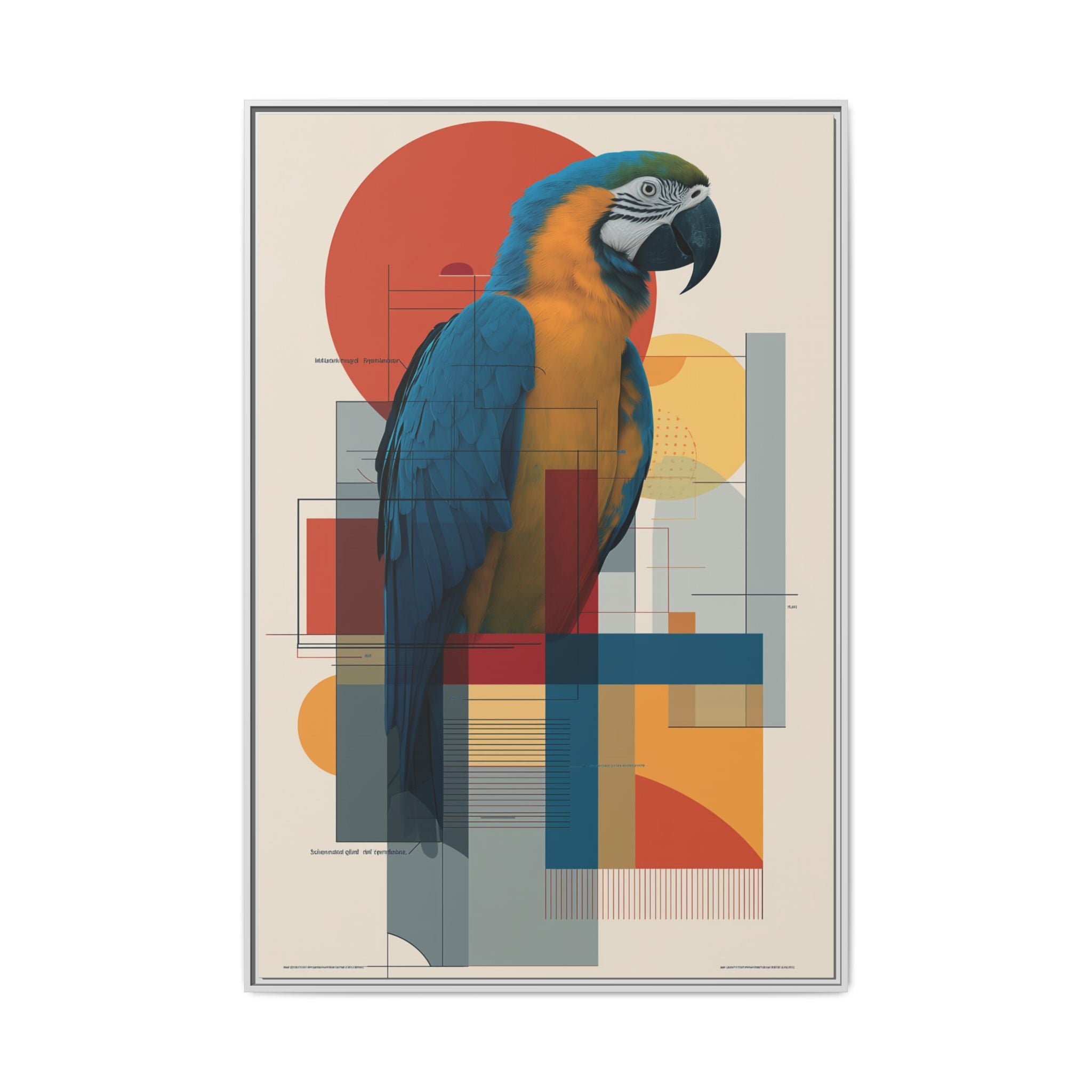 Vibrant Macaw Geometric Framed Print: Avian Realism, Modern Abstract Composition   |  Personalized & Custom Orders Available