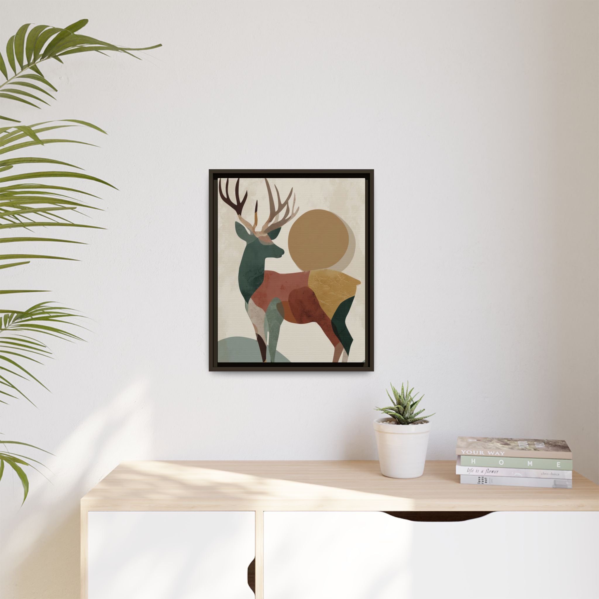 Geometric Deer Mosaic Framed Print : Modern Abstract Wildlife Art, Minimalist Nature Print   |  Personalized & Custom Orders Available