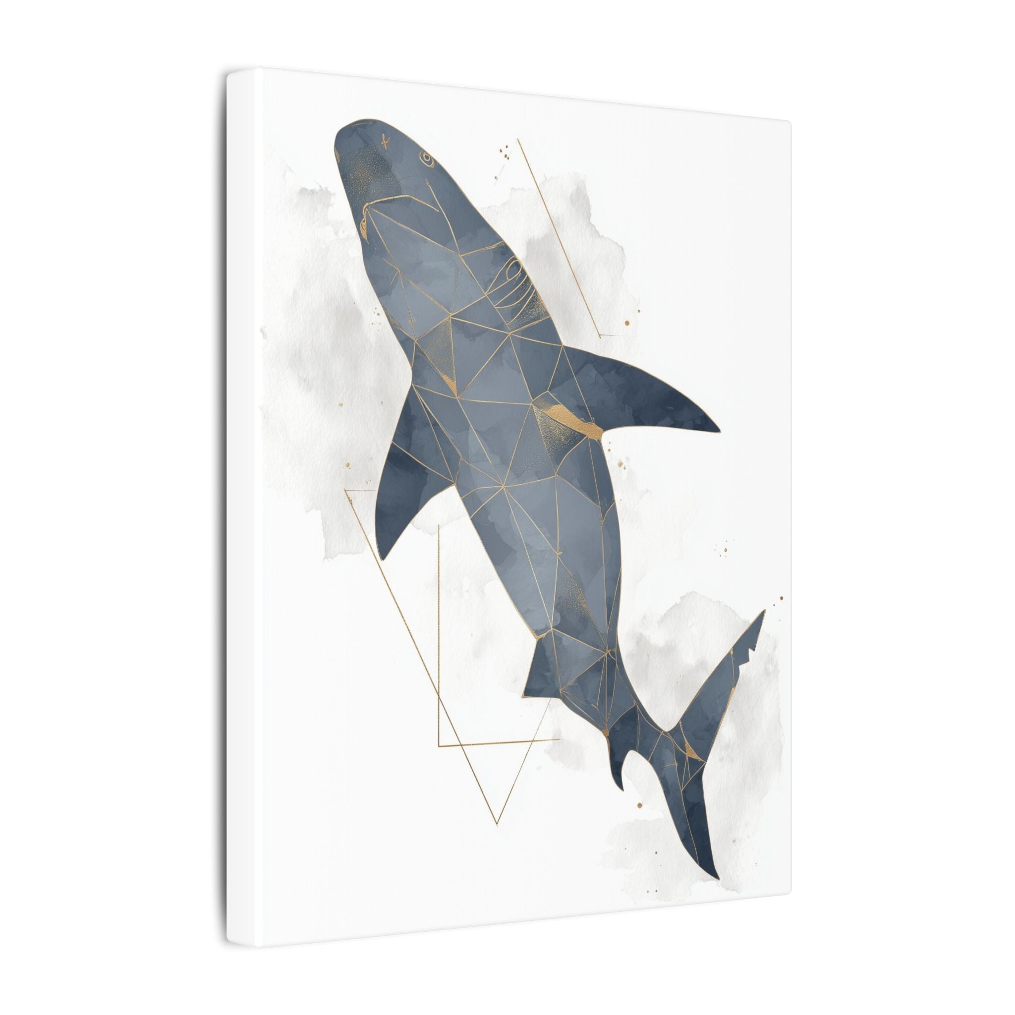 Apex Predator: Geometric Marine Portrait, Triangular Mosaic Design, Blue-Gray Shark Art   |  Personalized & Custom Orders Available