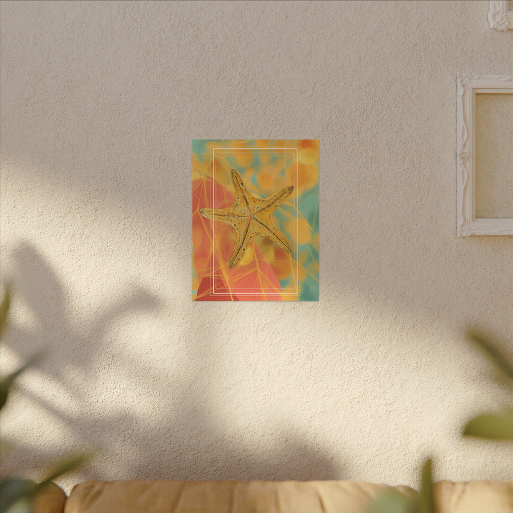 Golden Marine Geometry: Starfish Textures in Digital Art, Oceanic Abstract Composition   |    Custom Orders Available