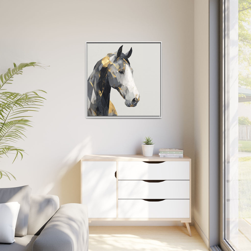 Geometric Stallion: Cubist Equine Art, Modern Metallic Polygonal Design   |  Personalized & Custom Orders Available