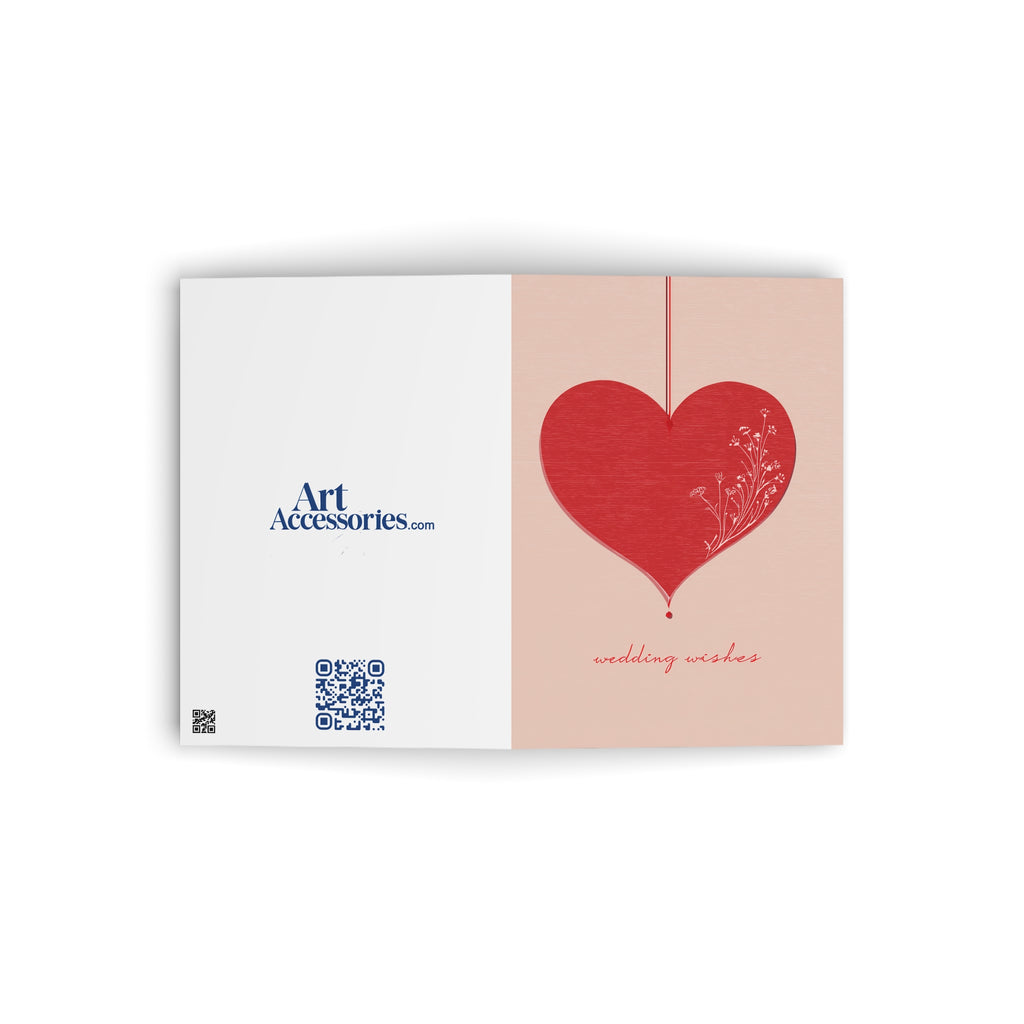 Wedding Wishes Greeting Card — Red Heart Illustration