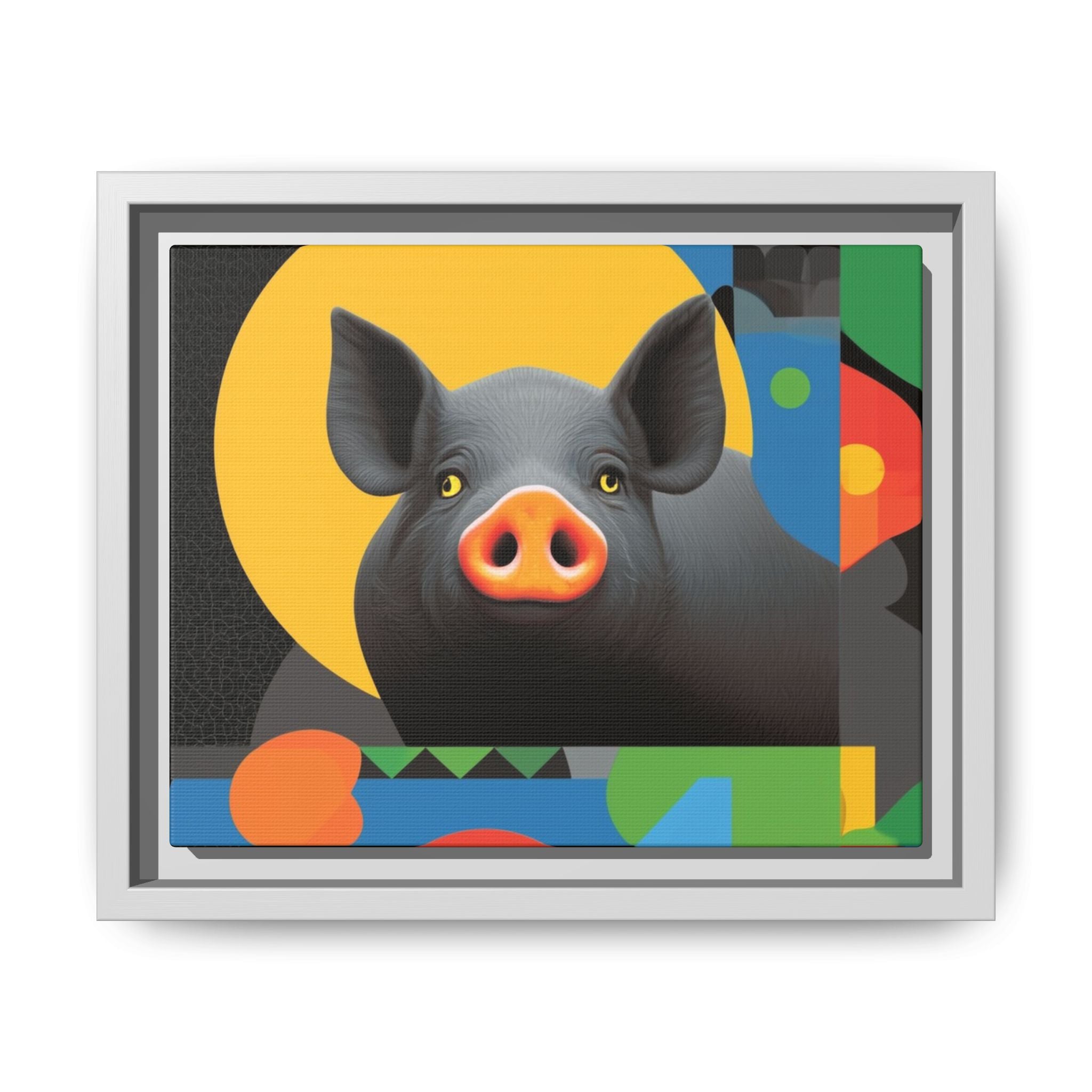 Geometric Pig Poster: Abstract Graphic Design, Colorful Modernist Composition   |    Custom Orders Available