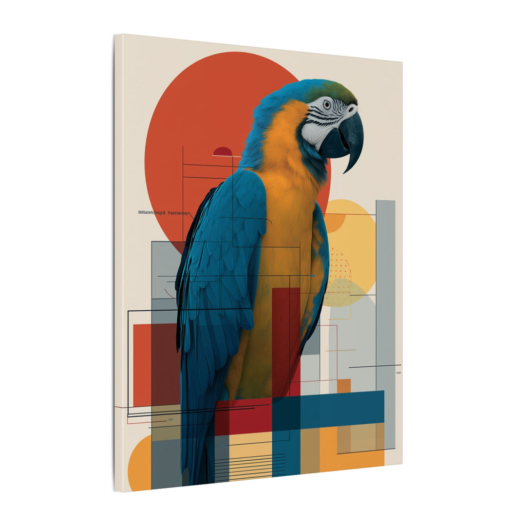 Chromatic Convergence: Macaw in Modernist Geometry, Abstract Avian Portrait   |    Custom Orders Available