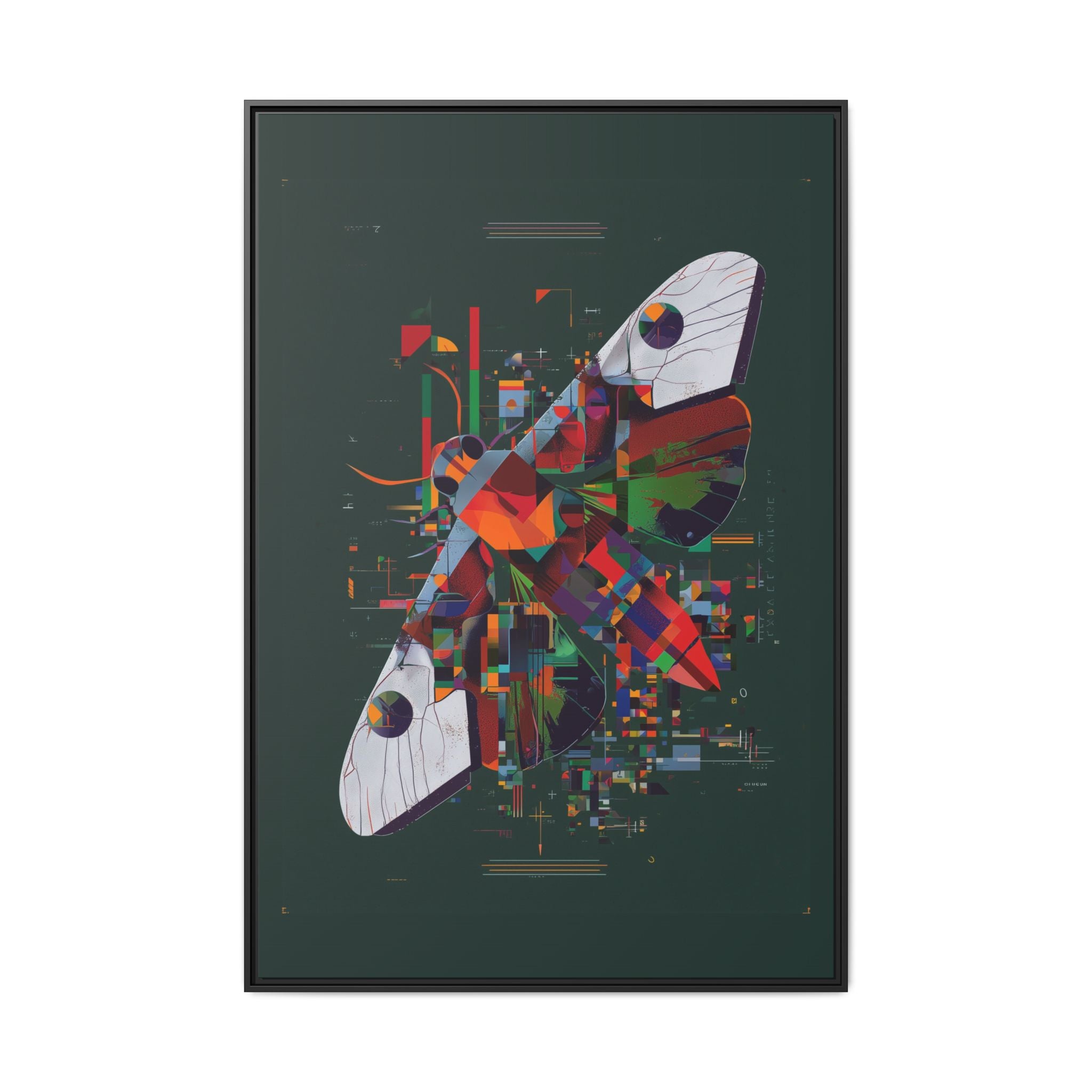 Digital Metamorphosis Framed Print: Geometric Butterfly Abstrac, Cubist Technological   |  Personalized & Custom Orders Available