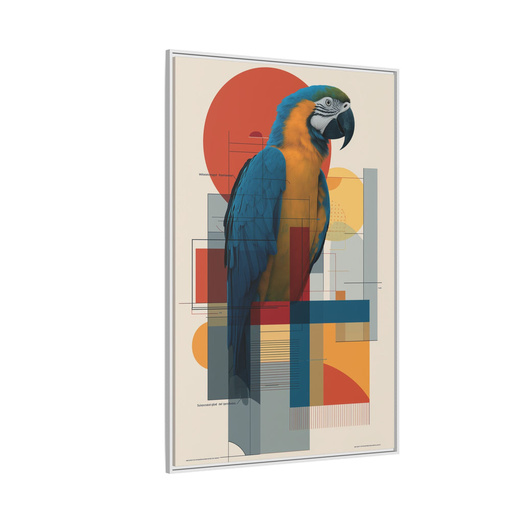 Vibrant Macaw Geometric Framed Print: Avian Realism, Modern Abstract Composition   |  Personalized & Custom Orders Available