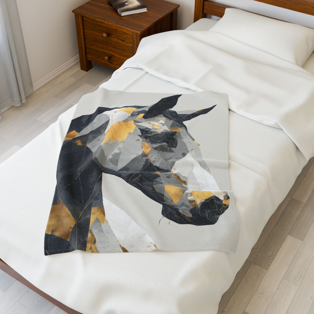 Geometric Horse Doona Cover, Cubist Digital Art, Modern Abstract Equestrian Composition   |  Personalized & Custom
