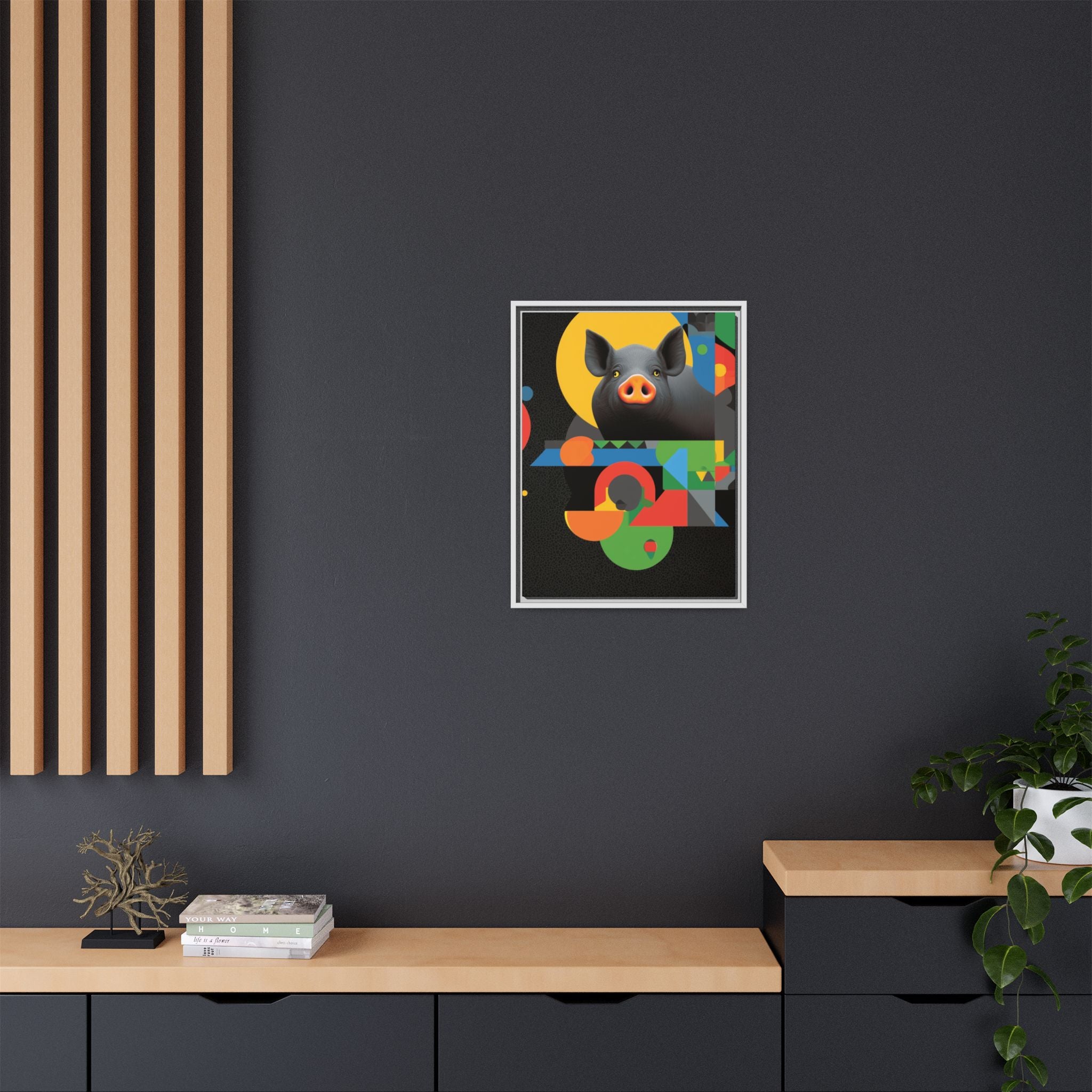 Geometric Pig Poster: Abstract Graphic Design, Colorful Modernist Composition   |    Custom Orders Available