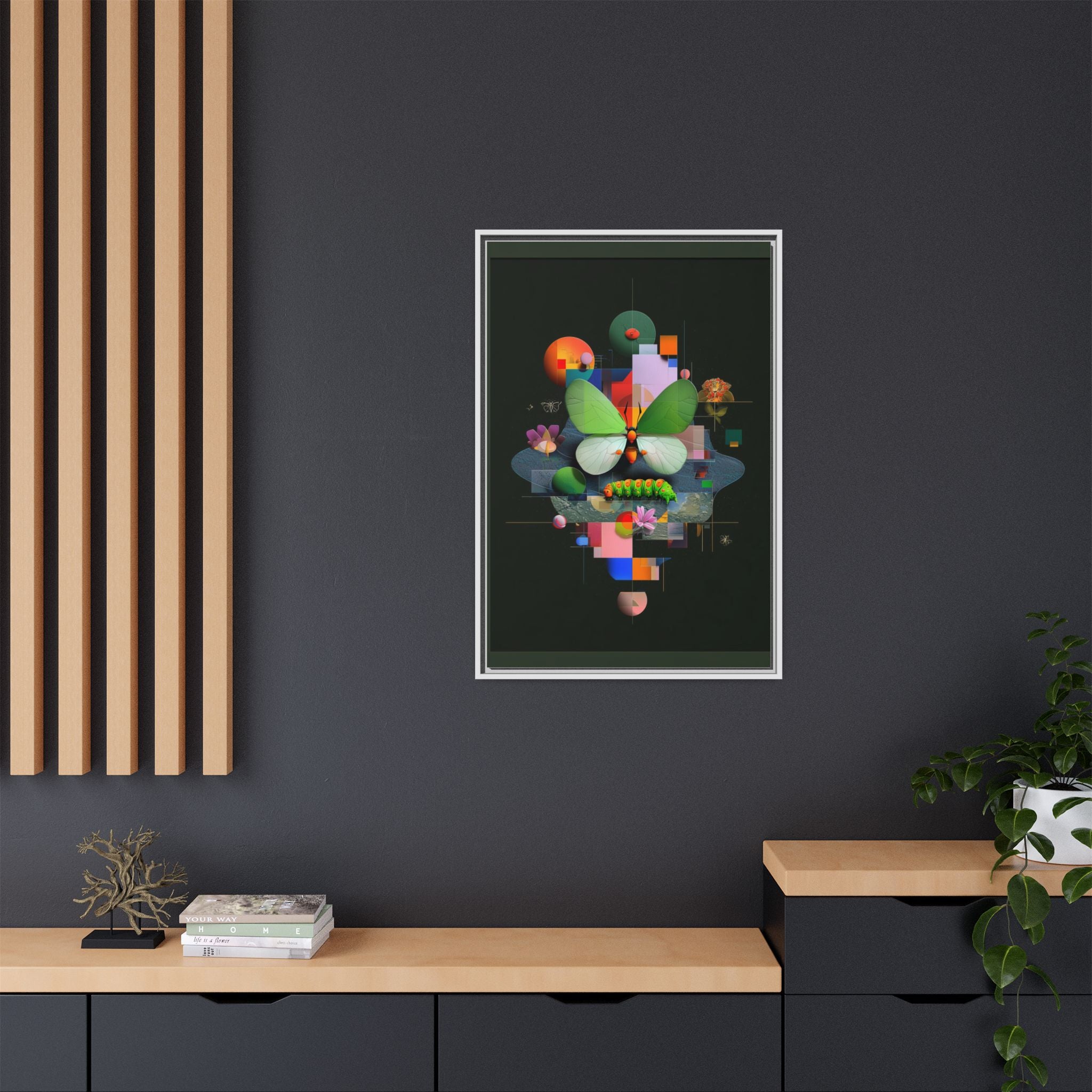 Metamorphosis Geometry Framed Print : Digital Nature Synthesis, Butterfly Abstraction   |  Personalized & Custom Orders Available