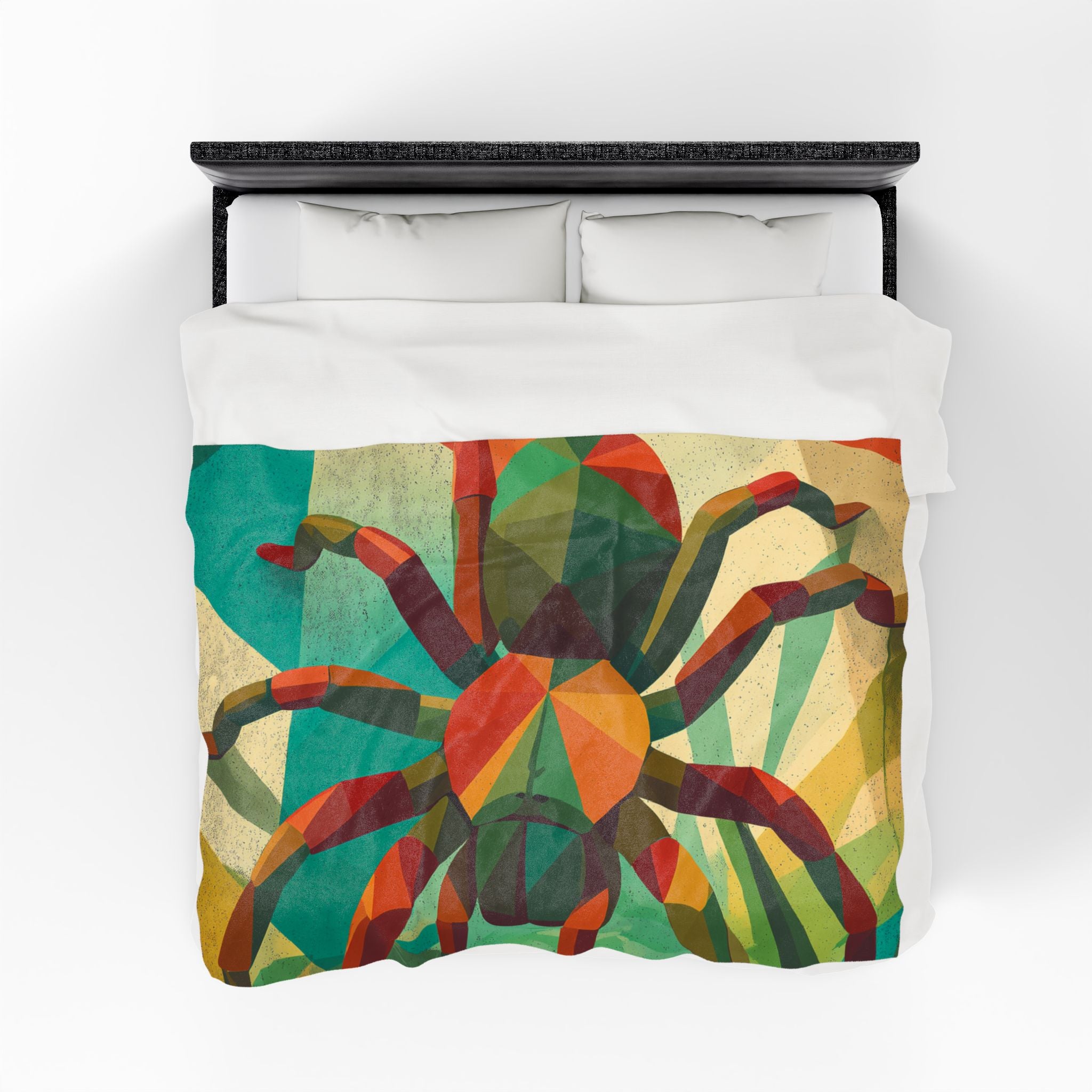 Colorful Spider Velveteen Plush Blanket, Cozy Throw Blanket for Halloween Decor, Great for Kids' Room, Unique Gift