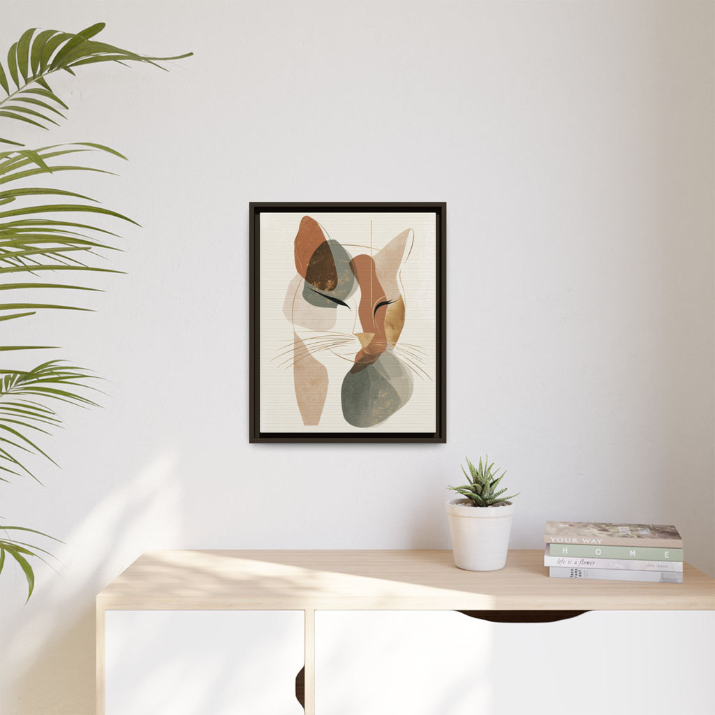 Feline Geometry: Abstract Cat Portrait, Minimalist Earth Tones   |  Personalized & Custom Orders Available