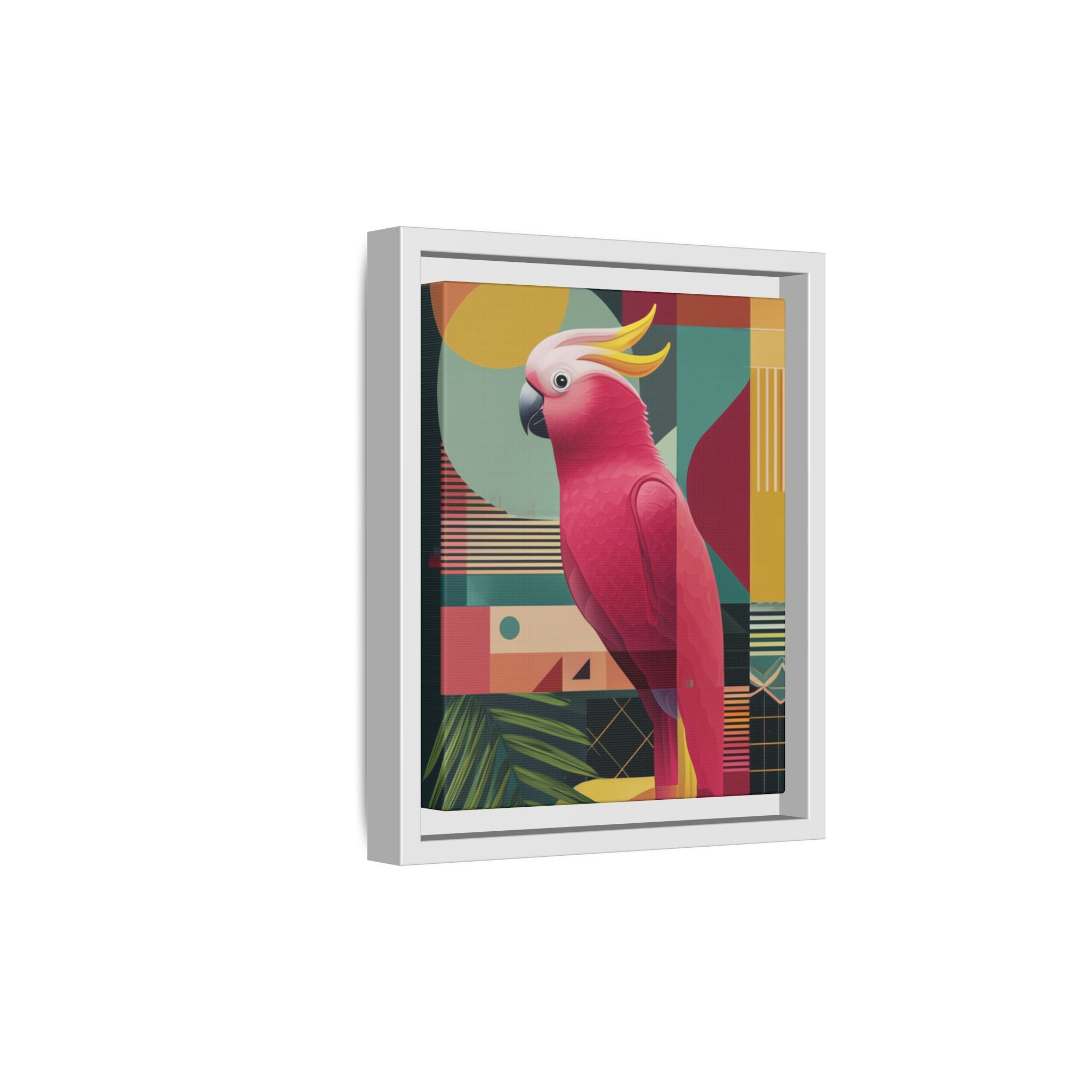 Geometric Cockatoo Framed Print: Mid-Century Modern Bird Art, Contemporary Graphic Print   |  Personalized & Custom Orders Available