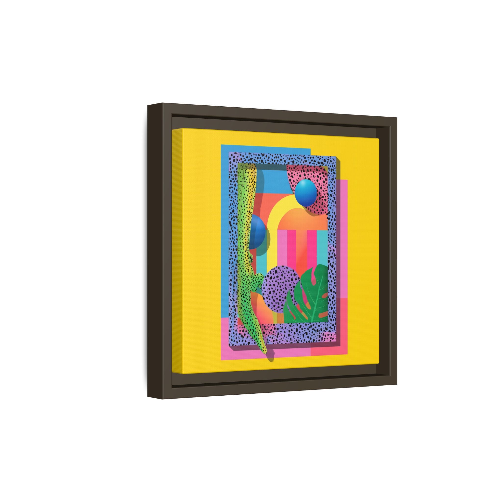 Geometric Rhythms: Abstract Layers of Color, Dimensional Shapes and Tropical Elements, Vibrant Modern Art Composition   |   Custom Orders