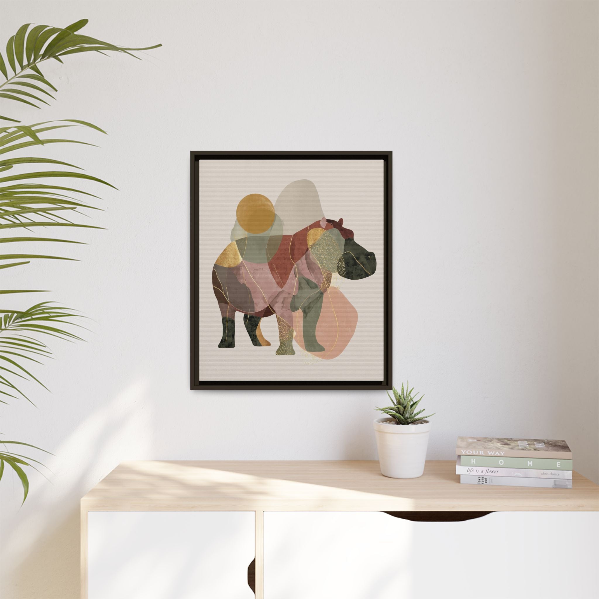 Geometric Hippo: Abstract Animal Art, Modern Watercolor Shapes   |  Personalized & Custom Orders Available