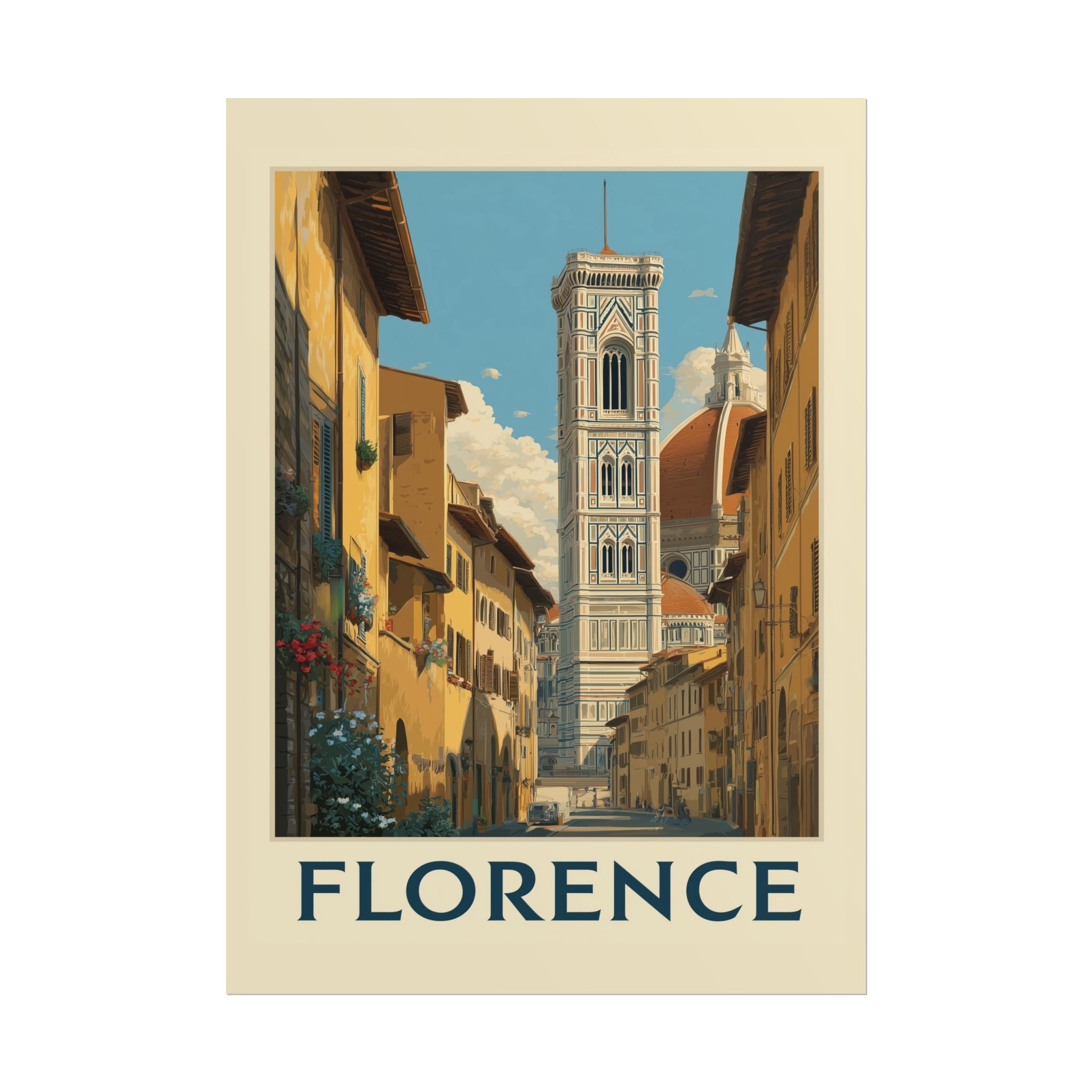 Florentine Reverie: Vintage Travel Poster of Italy, Renaissance Cityscape   |    Custom Orders Available